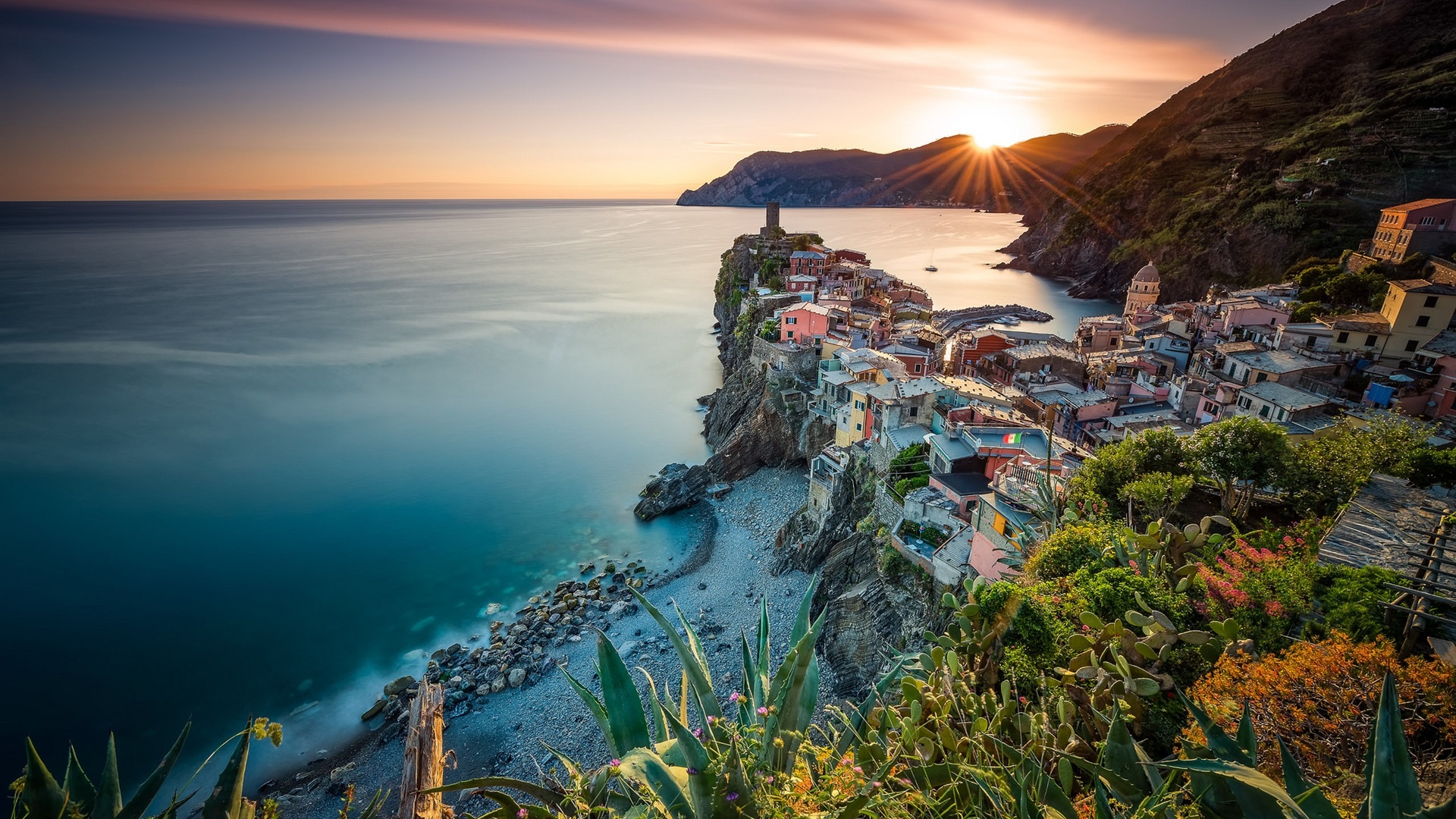 Building Architecture Sky Clouds Trees Nature Photography Italy Stones Rocks Sunlight House Vernazza 1920x1080