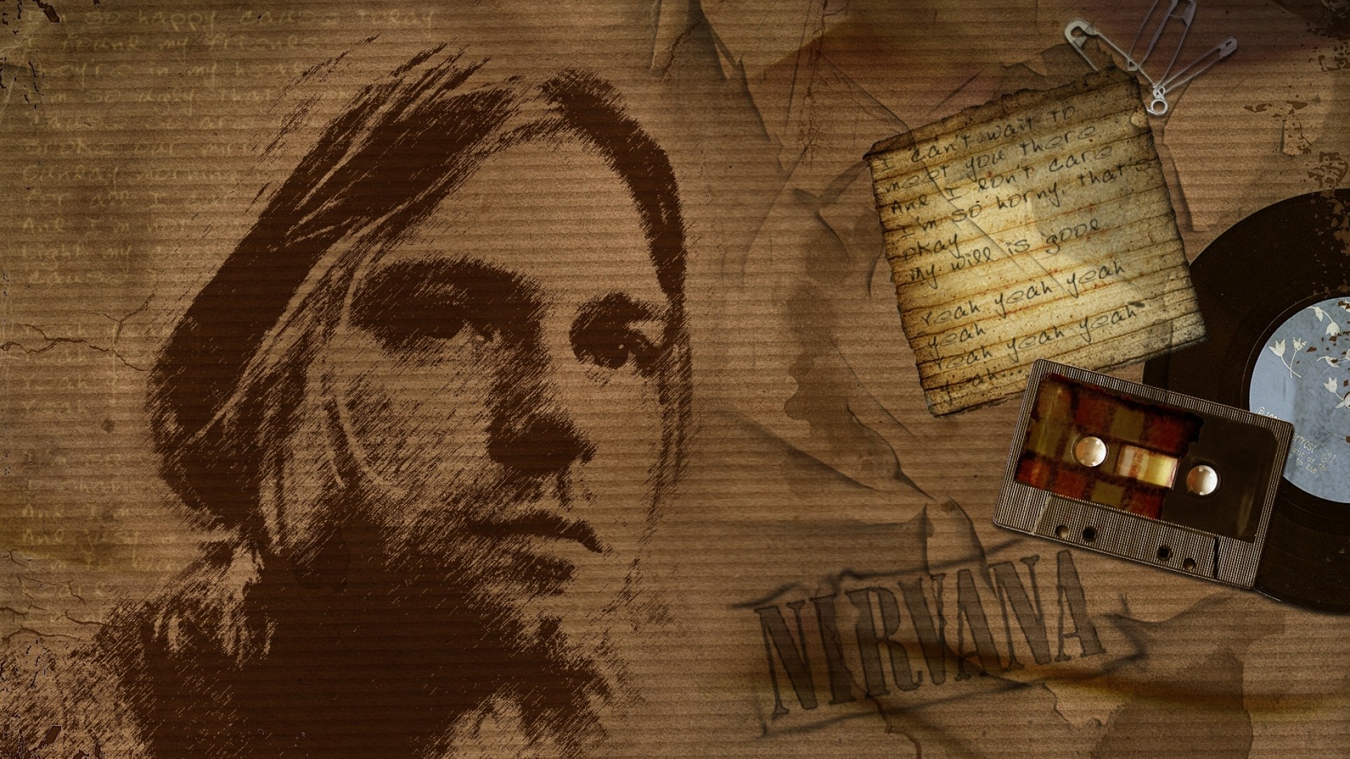Kurt Cobain Nirvana Cassette Paper 1920x1080