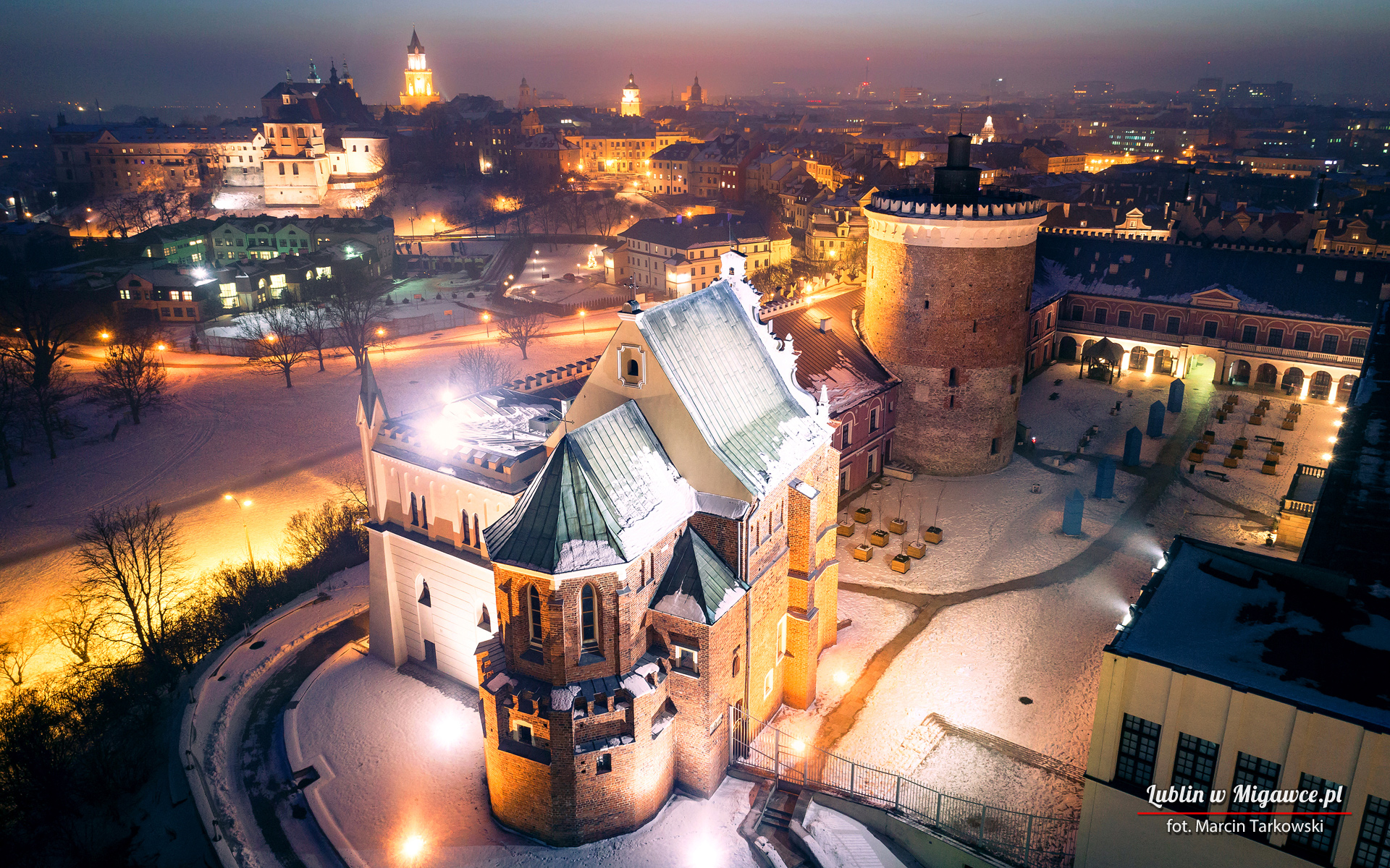 Lublin Poland Polish Cityscape Tourism Tourist Europe Castle Lights 1920x1200