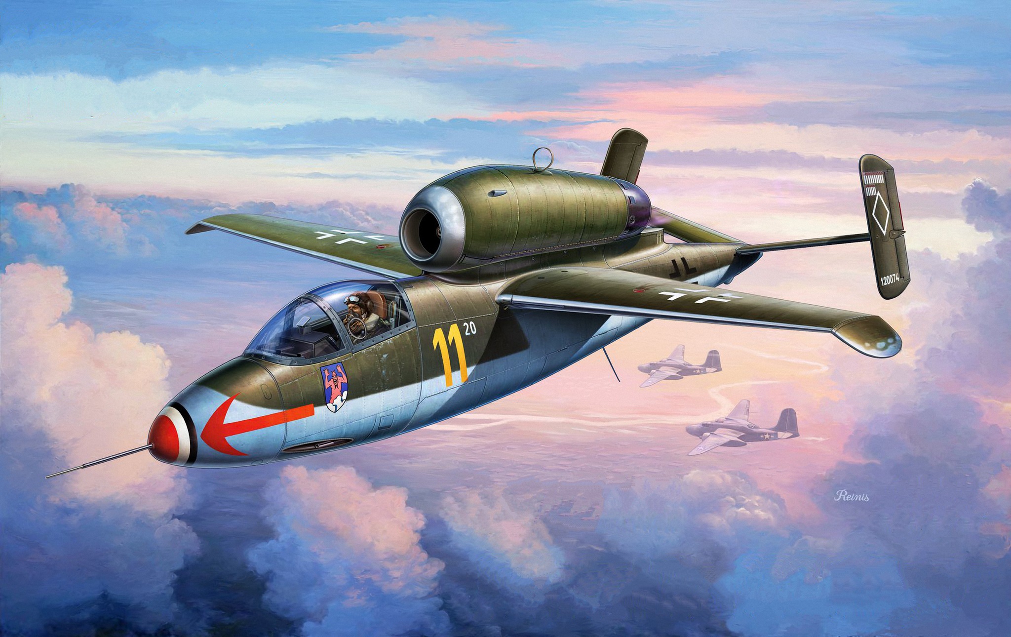 Heinkel He 162A Spatz Vehicle Military Military Vehicle Aircraft Military Aircraft Artwork 2048x1290