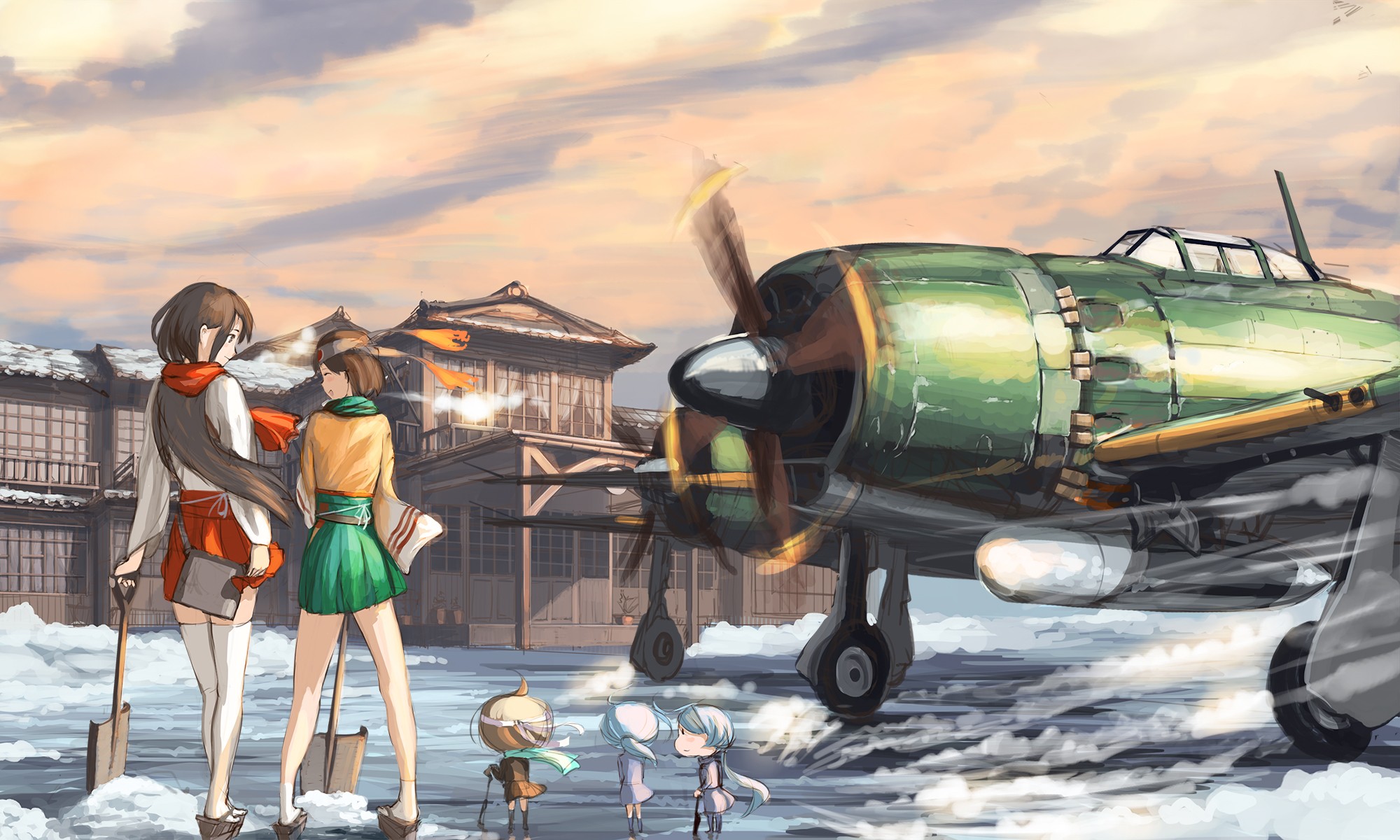 Anime Anime Girls Kantai Collection Akagi KanColle Fairy KanColle Aircraft Airplane Vehicle Couple S 2000x1200