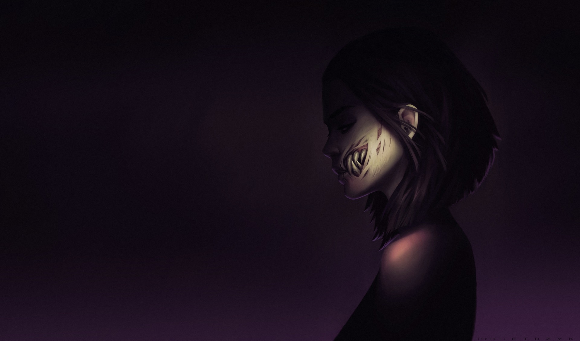 Dark Face Demon Fantasy Girl Fantasy Art Mileena Mortal Kombat 1920x1130
