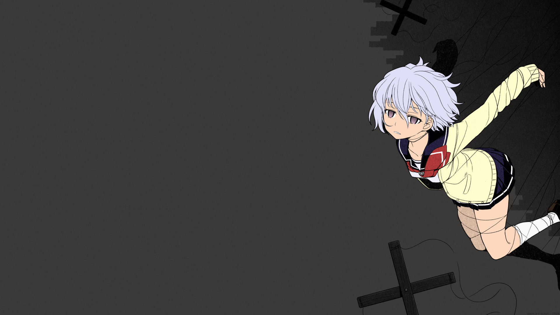 Not Lives Amamiya Kyouka Karasuma Wataru Short Hair White Hair Schoolgirl School Uniform Short Skirt 1920x1080