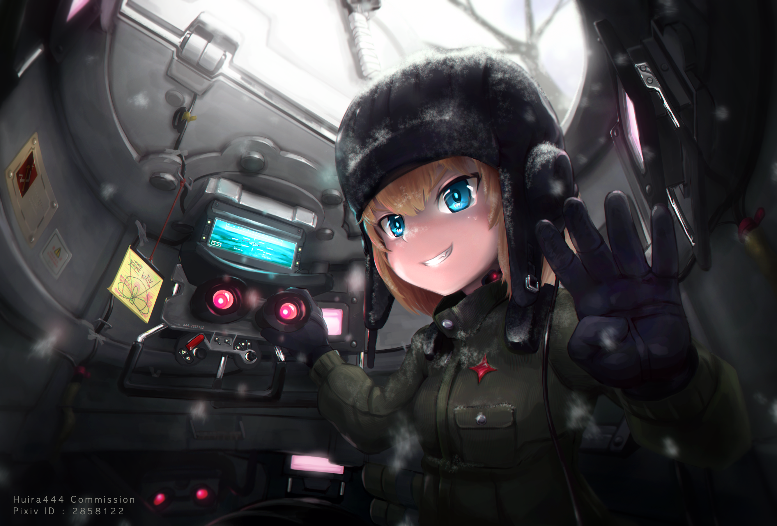 Girls Und Panzer Katyusha Girls Und Panzer Short Hair Blonde Blue Eyes Gloves Low Angle 2669x1807