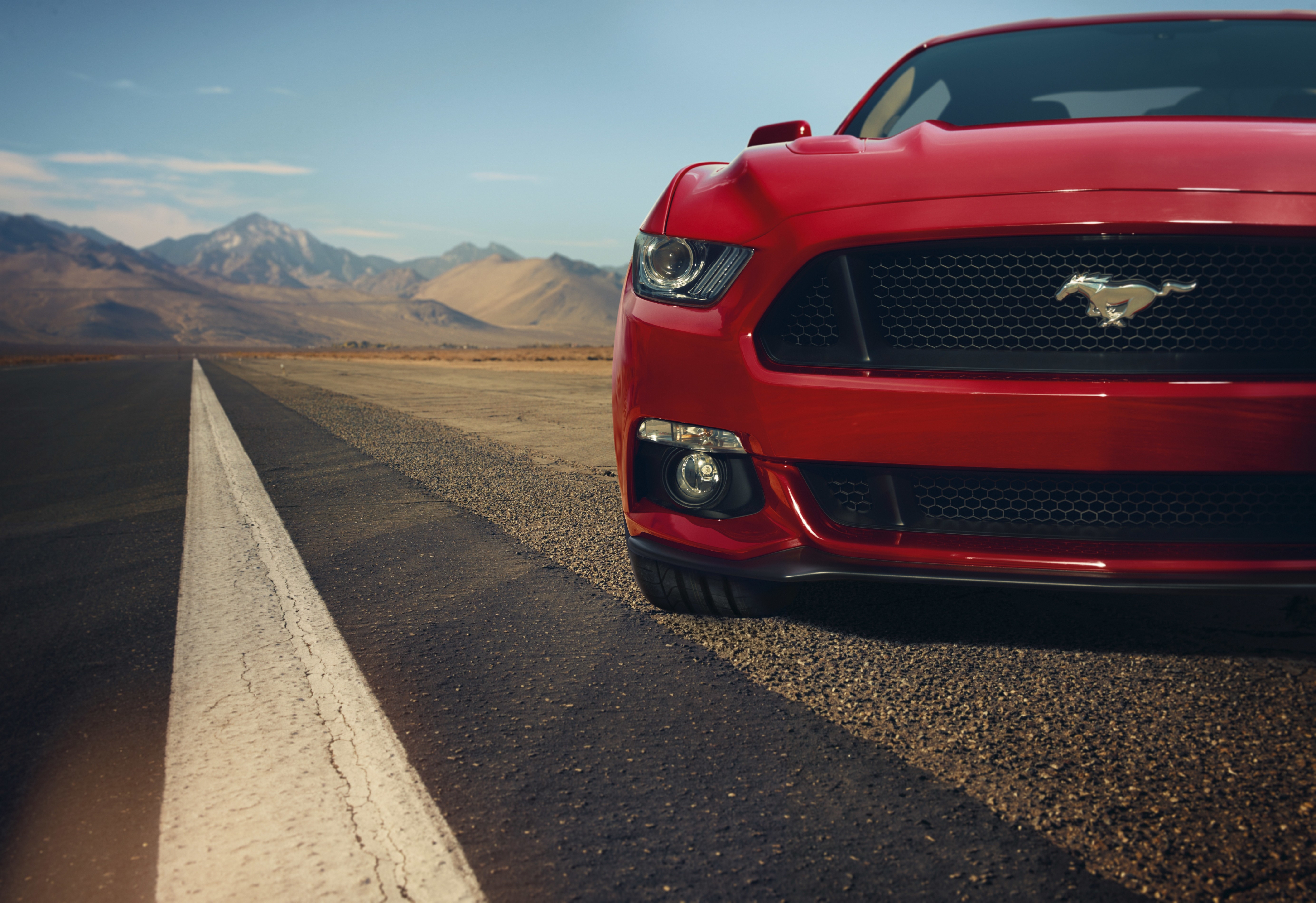 Car Muscle Cars Ford Ford Mustang GT Red Road Landscape Red Cars 5537x3800
