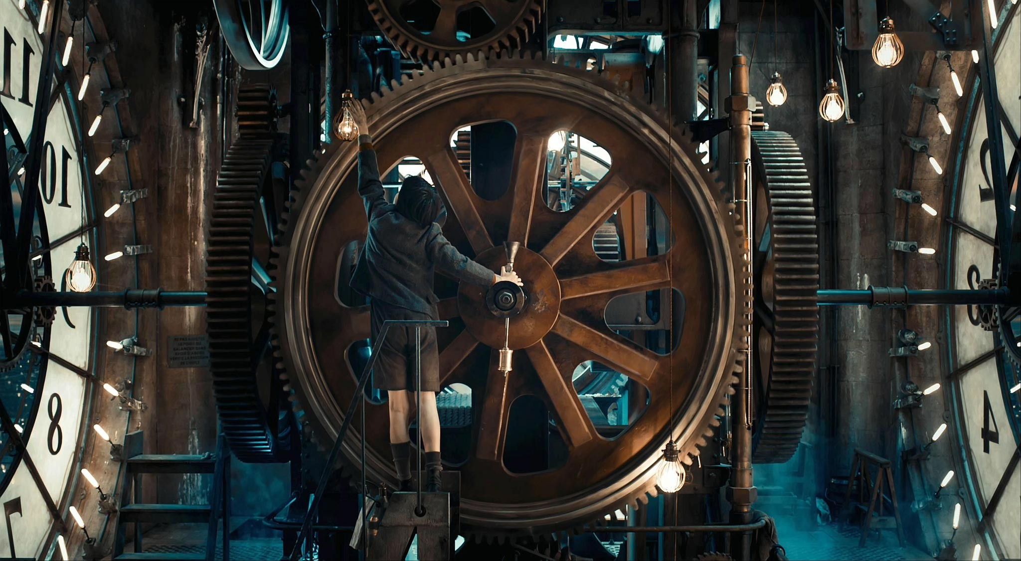 Steampunk Gears Metal Movies Clockwork Children Lightbulb Screen Shot Clocks 2048x1126