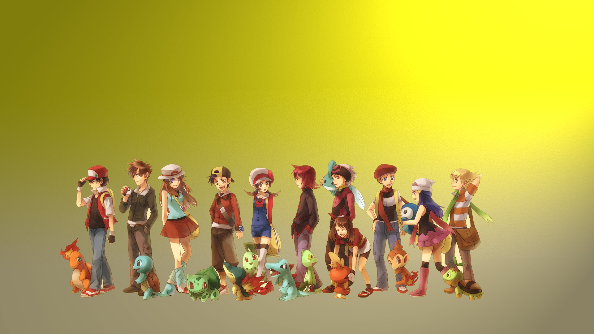 Pokemon Red Character Squirtle Bulbasaur Cyndaquil Chikorita Totodile Treecko Chimchar Torchic Piplu 1920x1080
