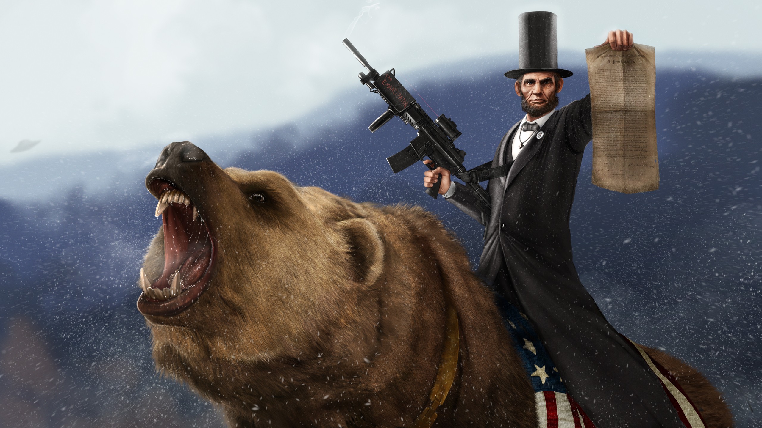 Bears Abraham Lincoln Weapon Presidents 2560x1440