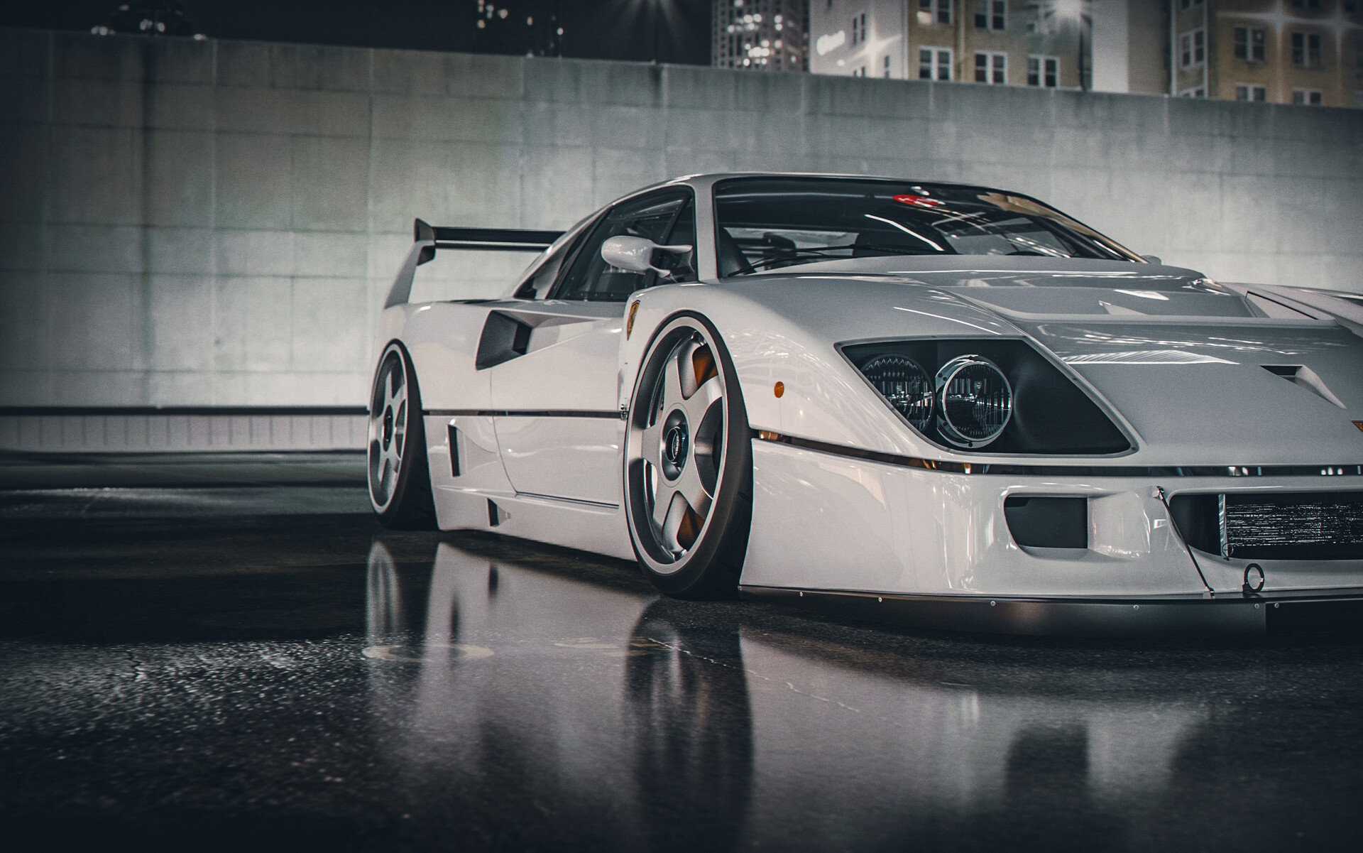 Render Digital Art White Cars Vehicle Car Ferrari F 40 Ferrari 1920x1201