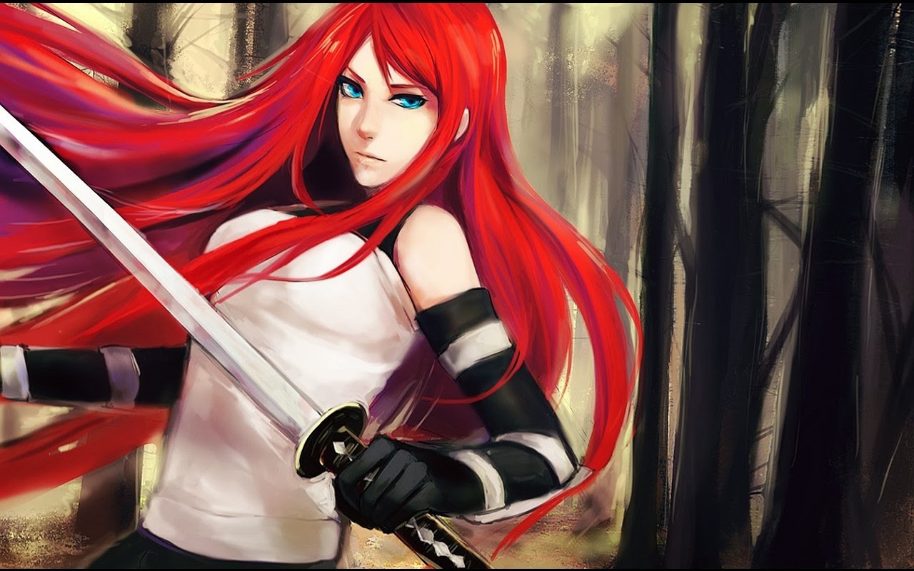 Anime Anime Girls Redhead Blue Eyes Uzumaki Kushina Naruto Shippuuden Soft Shading Fantasy Girl Warr 1280x800