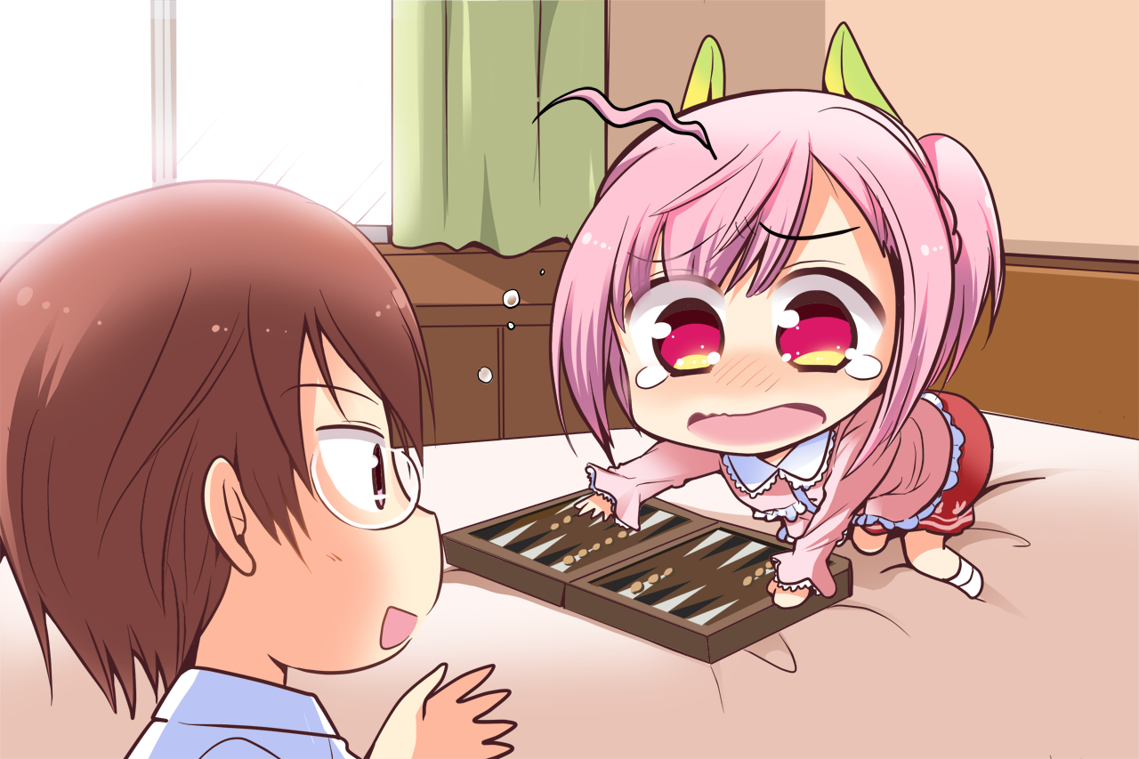 Anime Girls Chibi Board Games Pink Hair Anime Boys Backgammon 1280x853