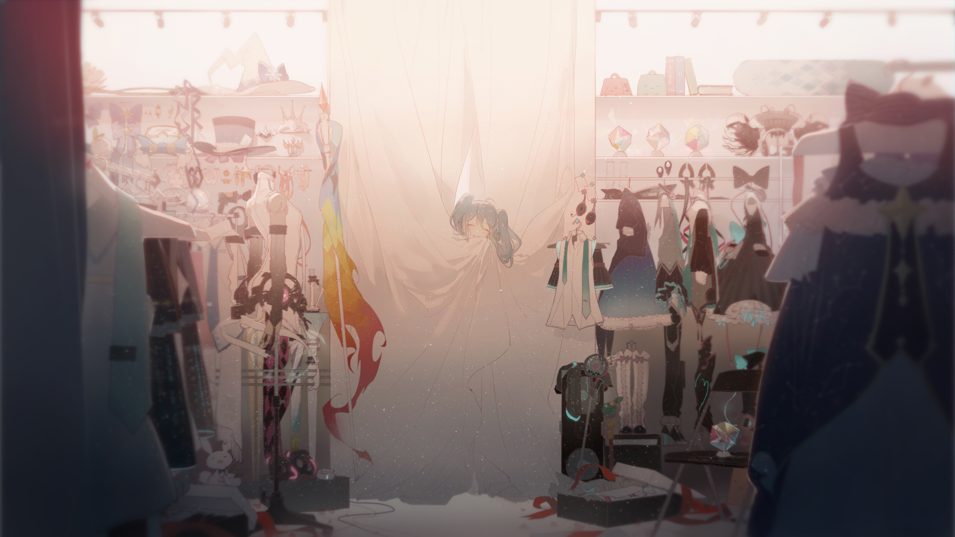 Clothing Dress Hatsune Miku Locker Room Curtains Vocaloid 3090x1738
