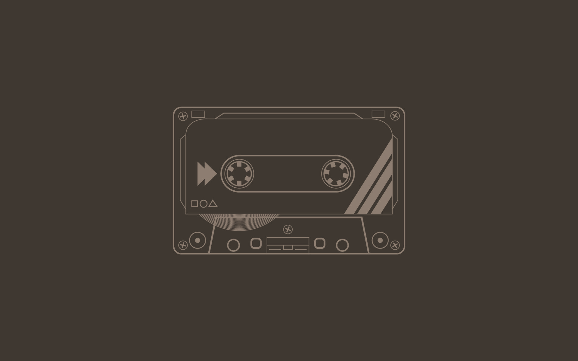 Flatdesign Minimalism Cassette Artwork Tape Brown 1920x1200