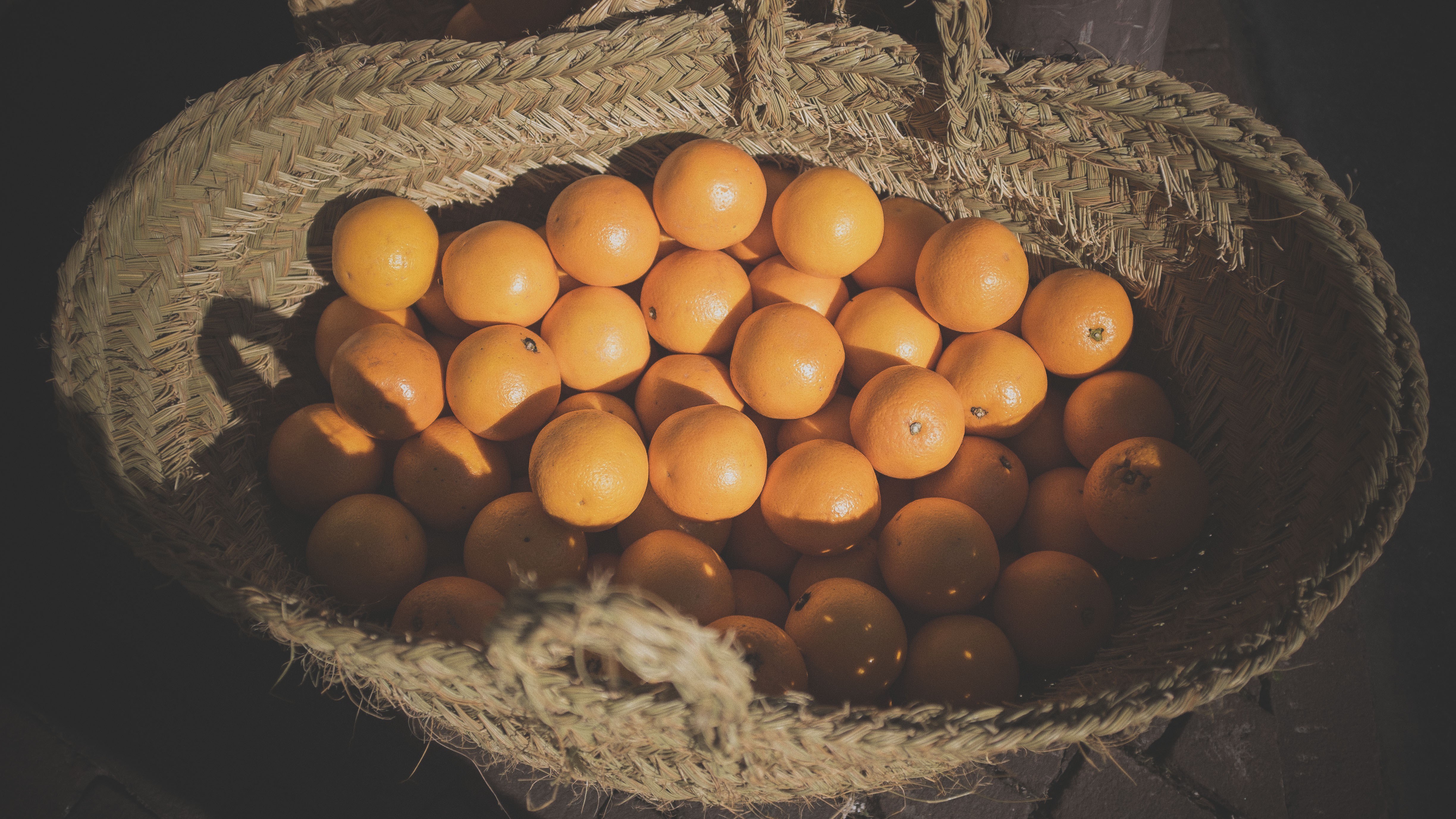 Baskets Orange Fruit Food Tangerine Yellow 4896x2754