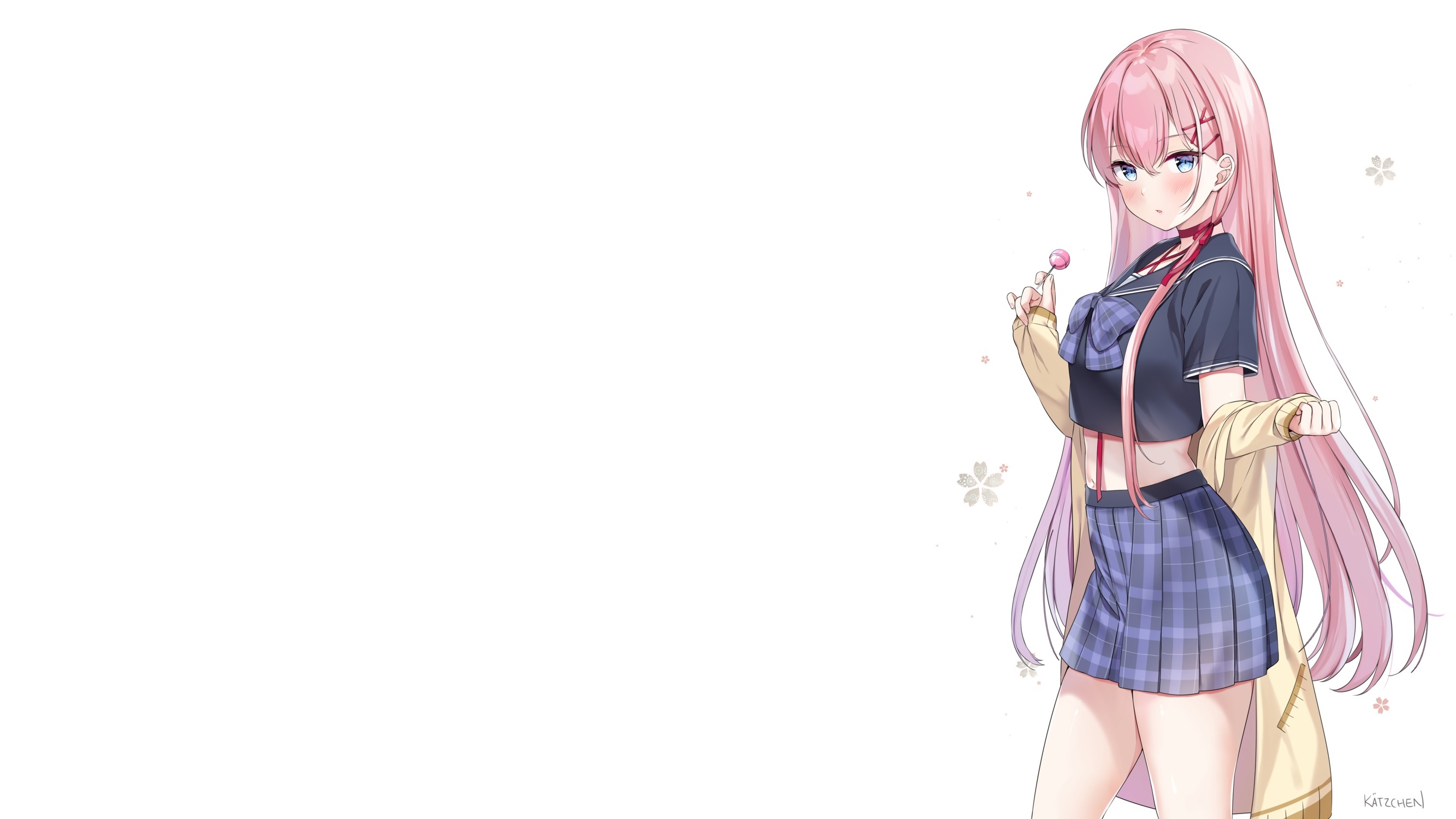 Digital Art Artwork Anime Anime Girls Video Games Epic Seven Tenebria Pink Hair Simple Background Lo 2666x1500