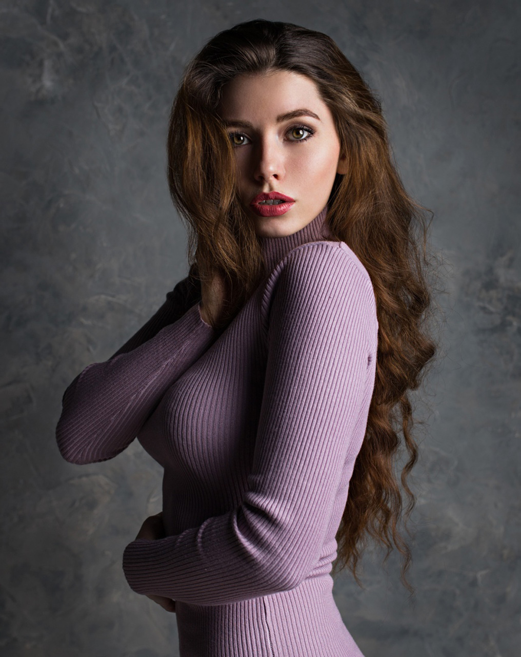 Anastasija Filimonova Women Model Portrait Purple Dress Ilya Baranov 1016x1280
