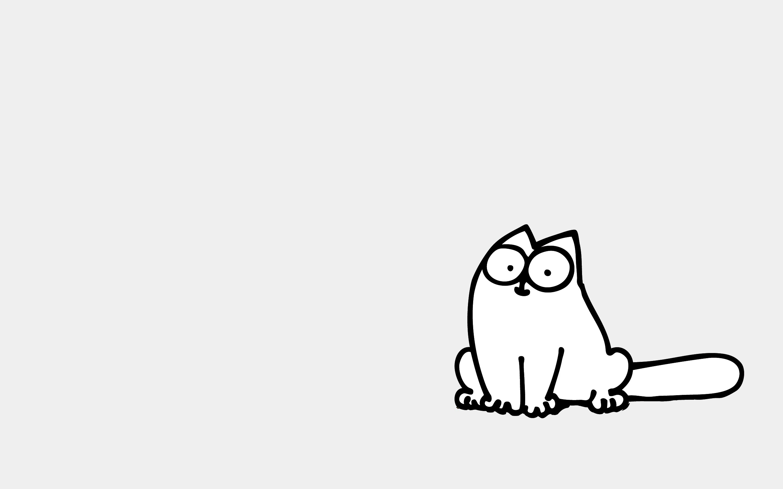 Simons Cat Comics Cats Drawing Monochrome Simple Background 2560x1600