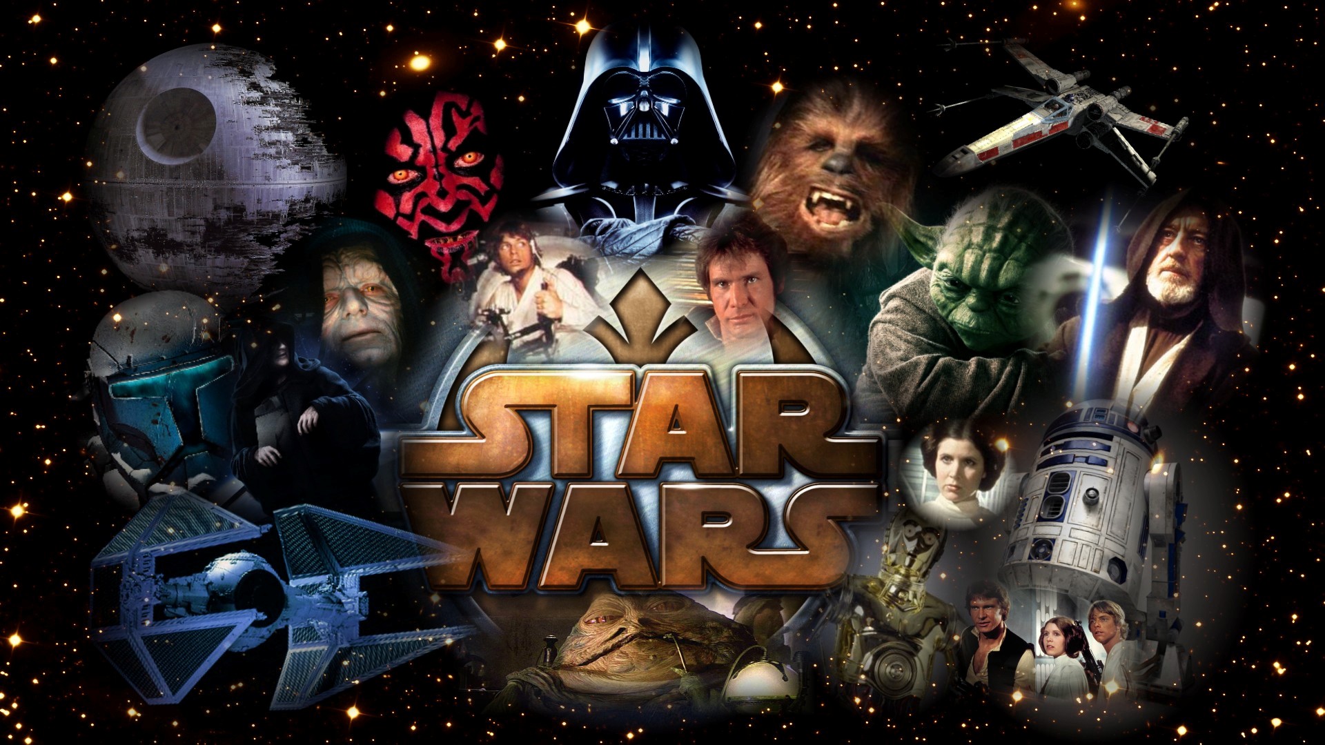Star Wars Darth Vader Darth Maul Yoda R2 D2 Obi Wan Kenobi X Wing TiE Fighter Death Star Alec Guinne 1920x1080