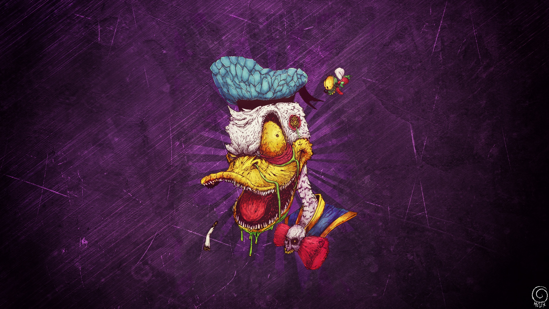 Donald Duck Artwork Purple Background Teeth 1920x1080