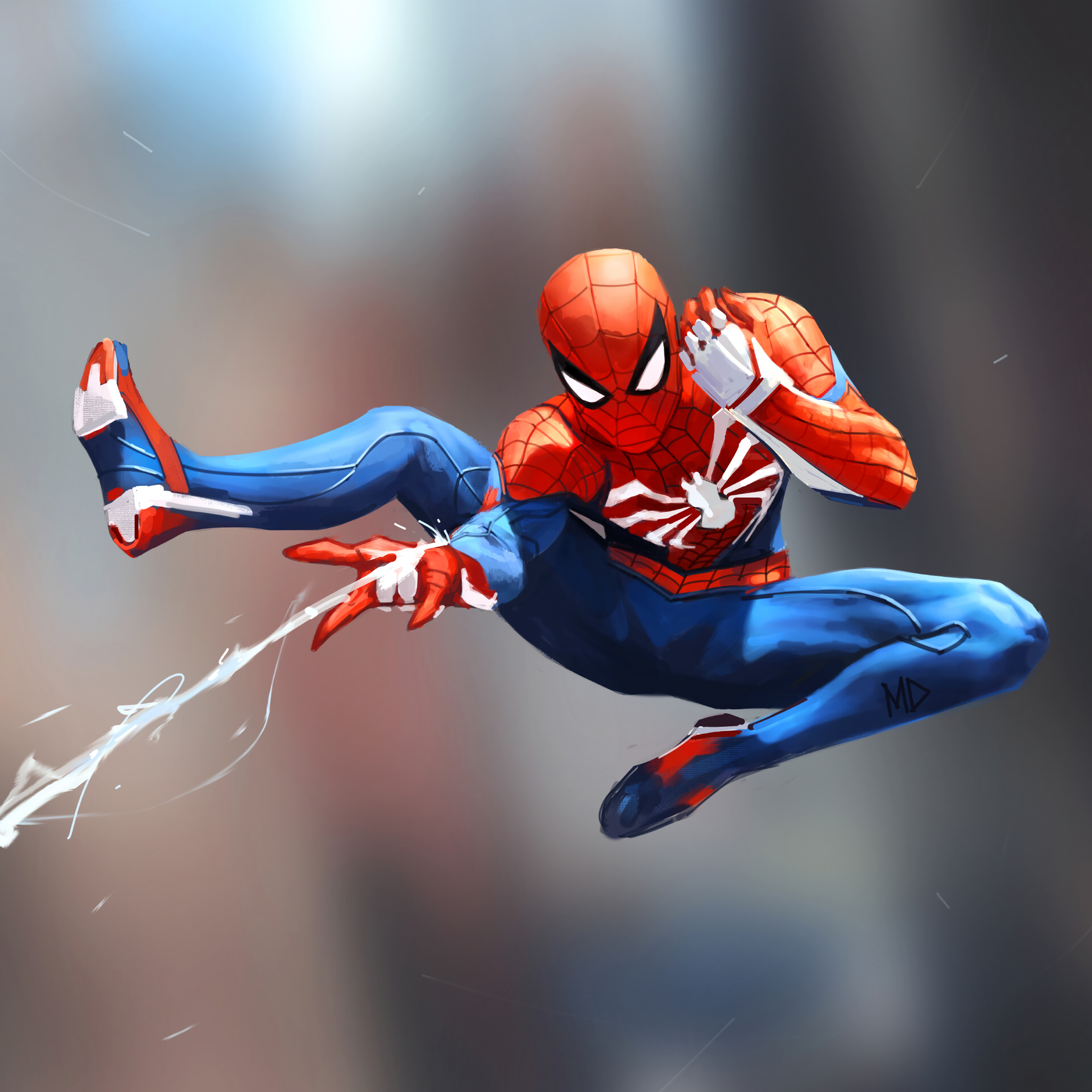 Spider Man Spider Webs Artwork Digital Art Marvel Comics Fan Art Men Mask Superhero 1920x1920