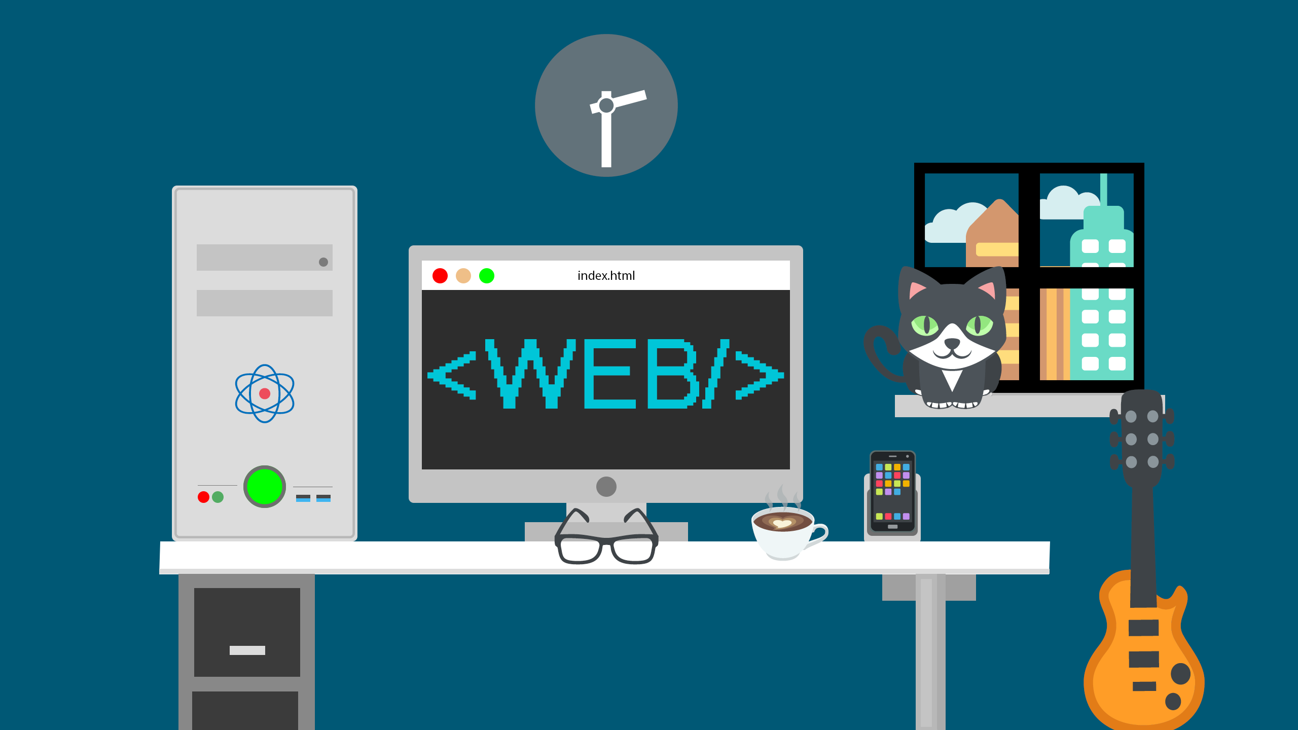 Web Development Desk Flatdesign 2560x1440
