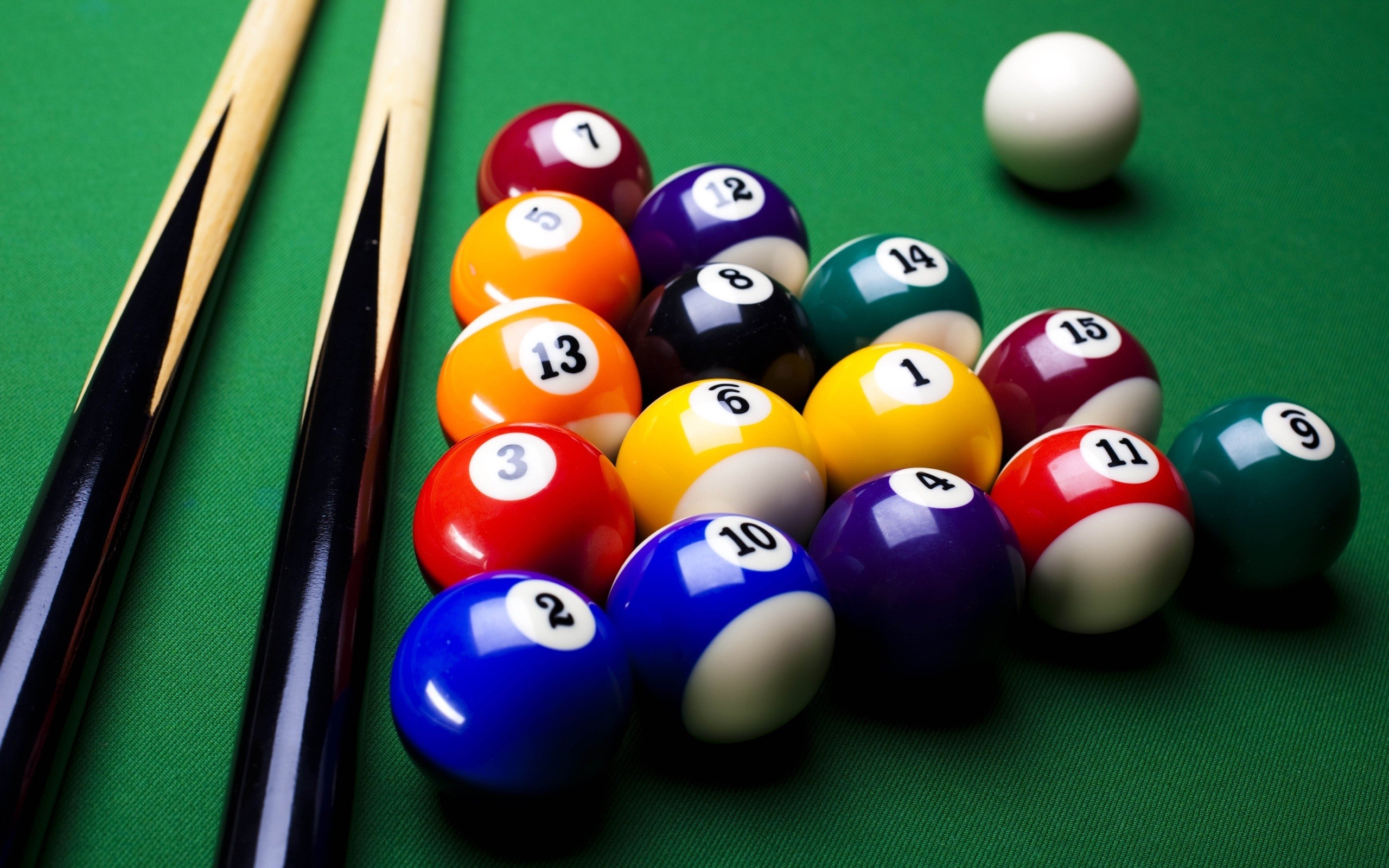 Billiard Balls Pool Table 8 Ball Colorful 2560x1600
