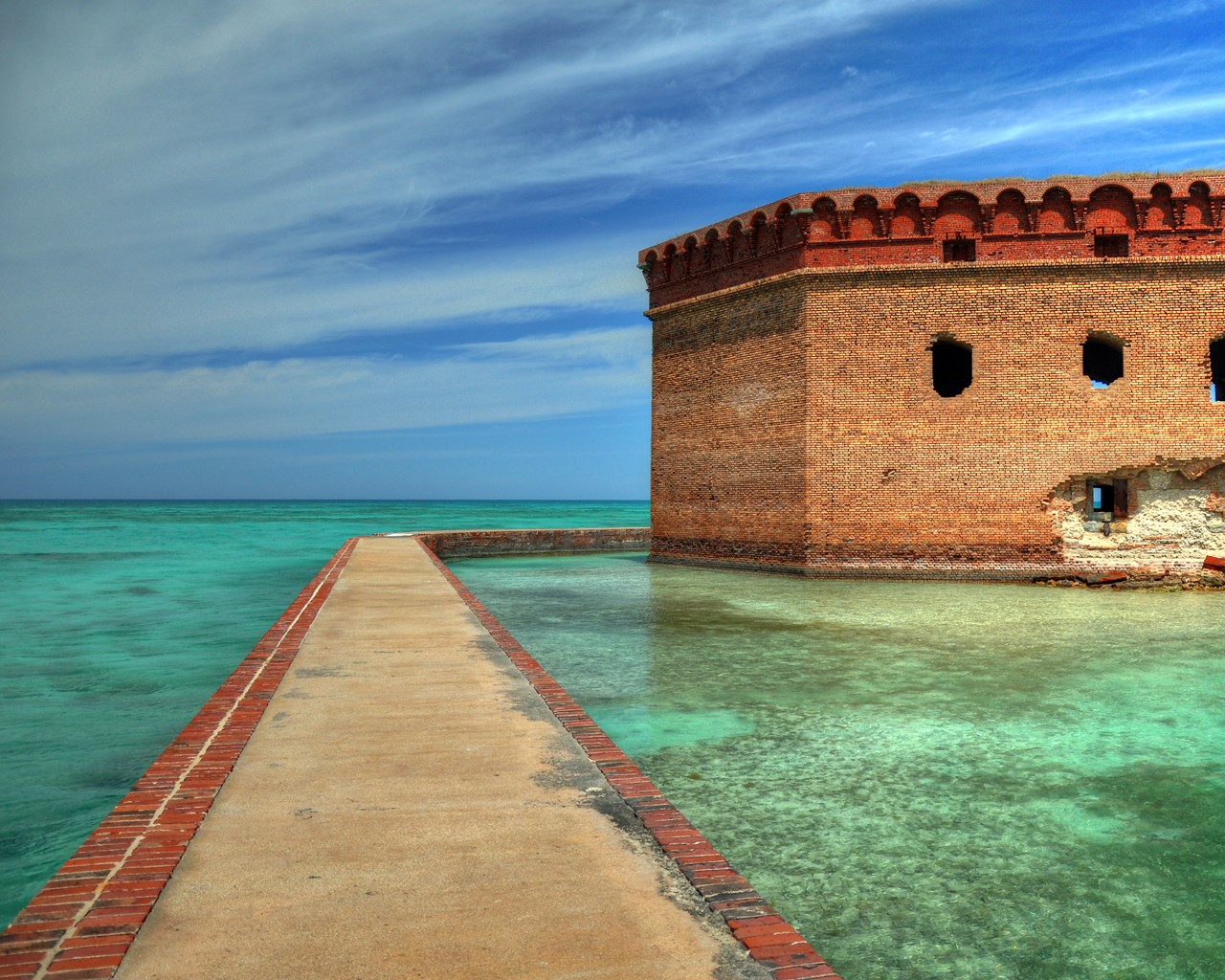 Sea Fort Fort Jefferson Florida Building 1280x1024