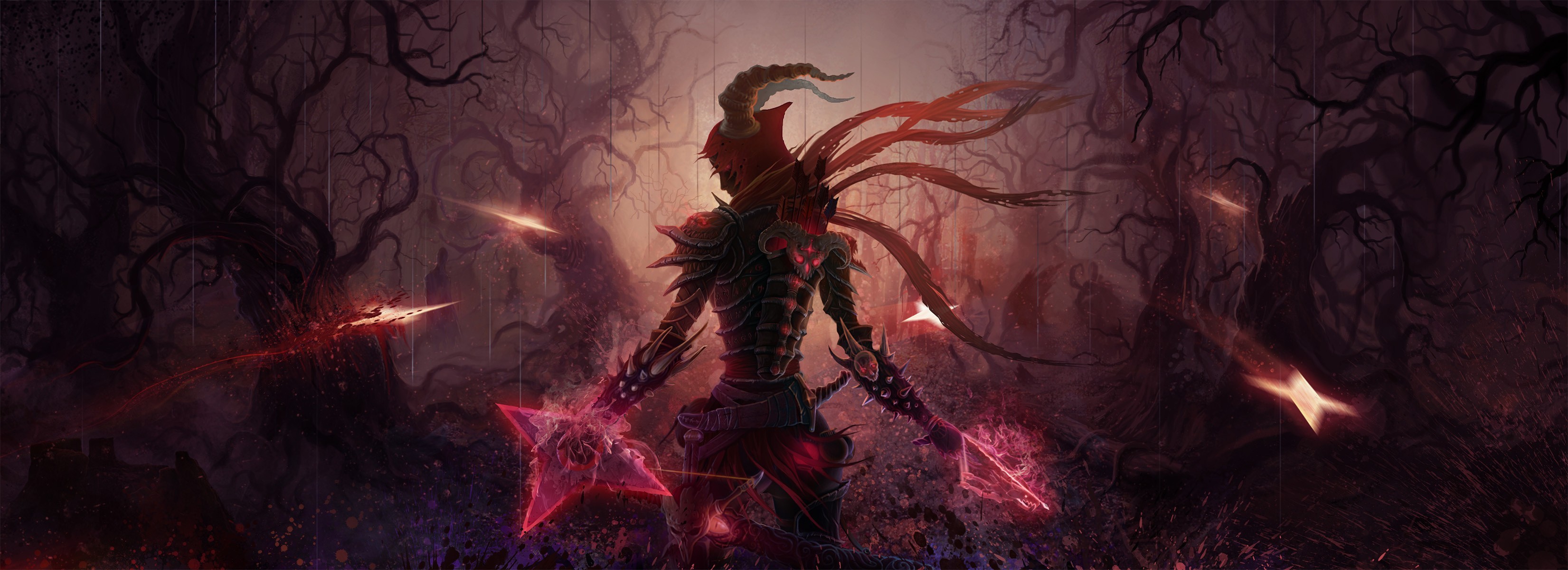 Fantasy Art Horns Shuriken Magic Diablo Iii Video Games 3302x1200