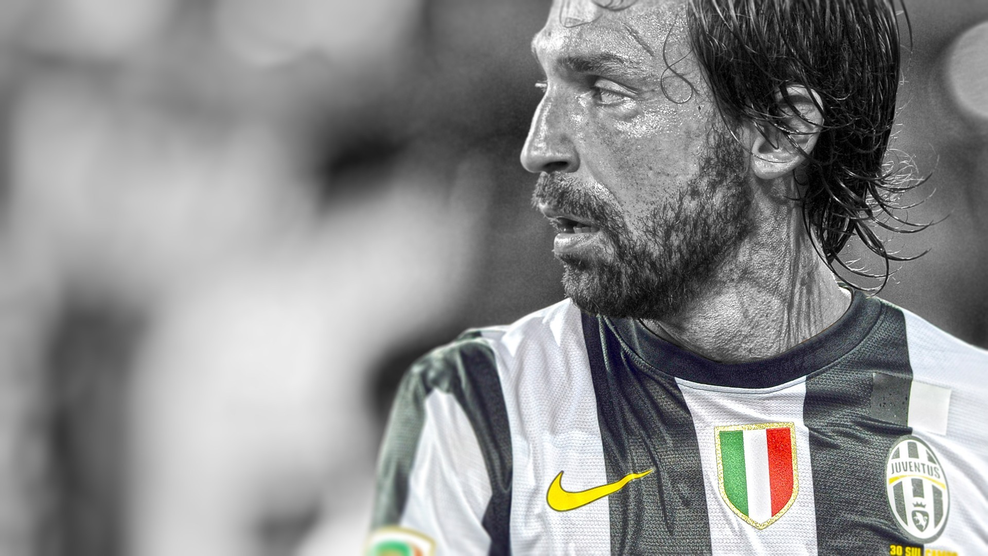 Pirlo Juventus Soccer Selective Coloring 1920x1080
