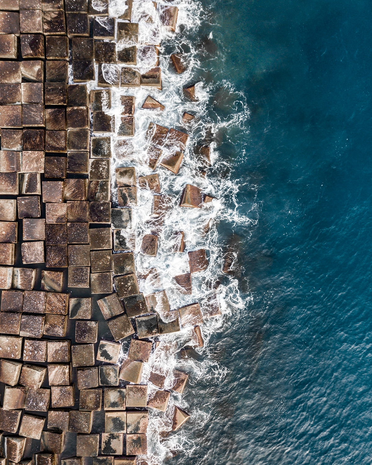 Photography Aerial View Nature Landscape Sea Barcelona Spain Concrete Cube Waves Coast Portrait Disp 1200x1500