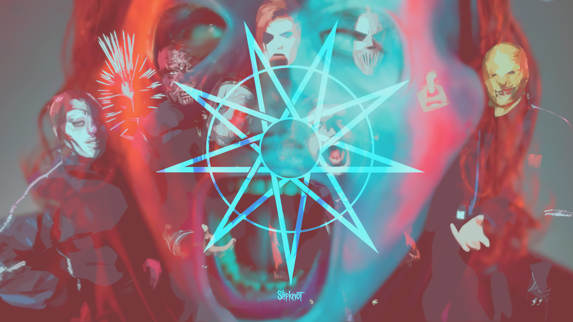 Slipknot WANYK 2019 Corey Taylor Cyan Orange 1920x1080