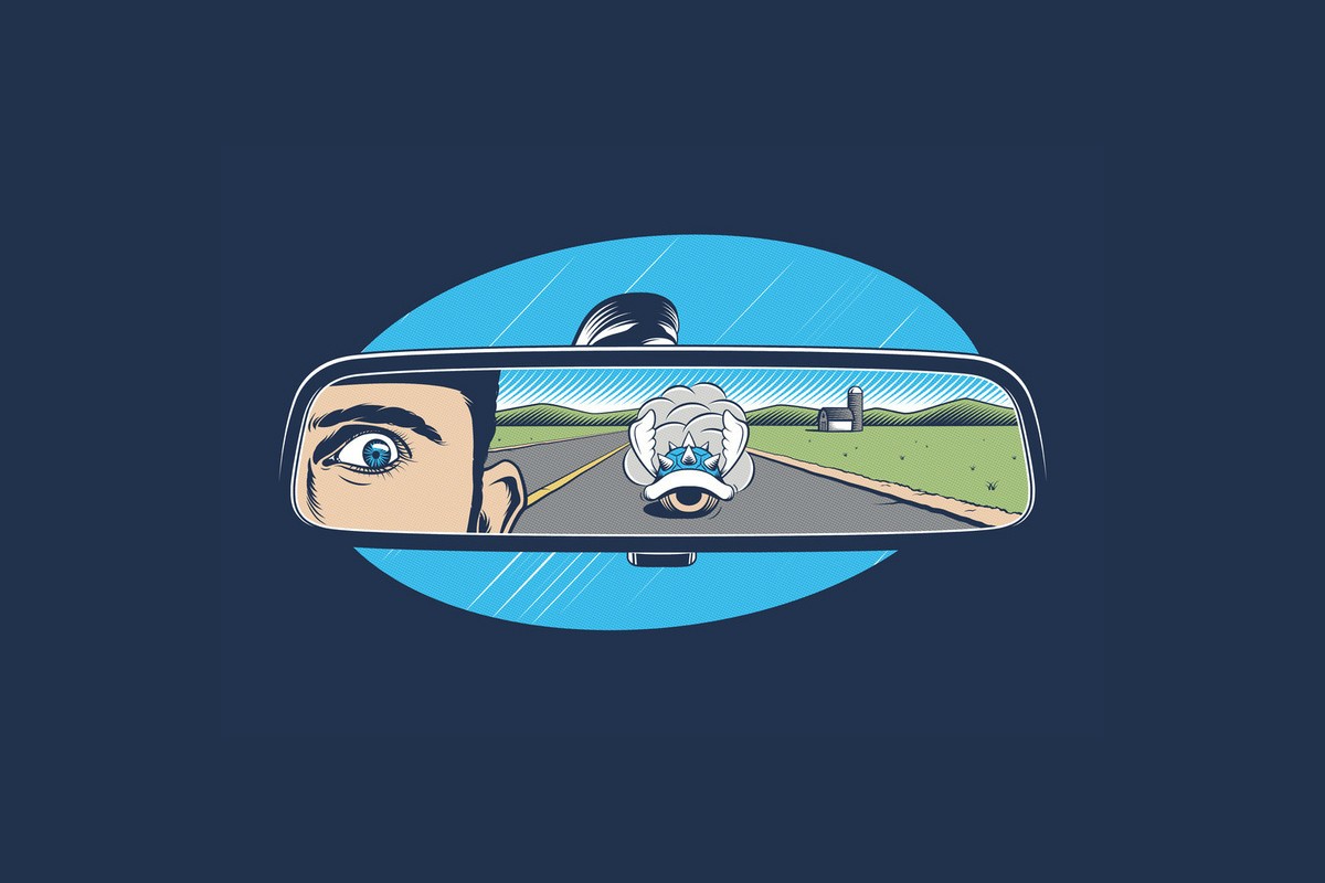 Mario Kart Blue Shell Rearview Mirror Minimalism Video Games Artwork Cyan Humor Blue Background Blue 1200x800
