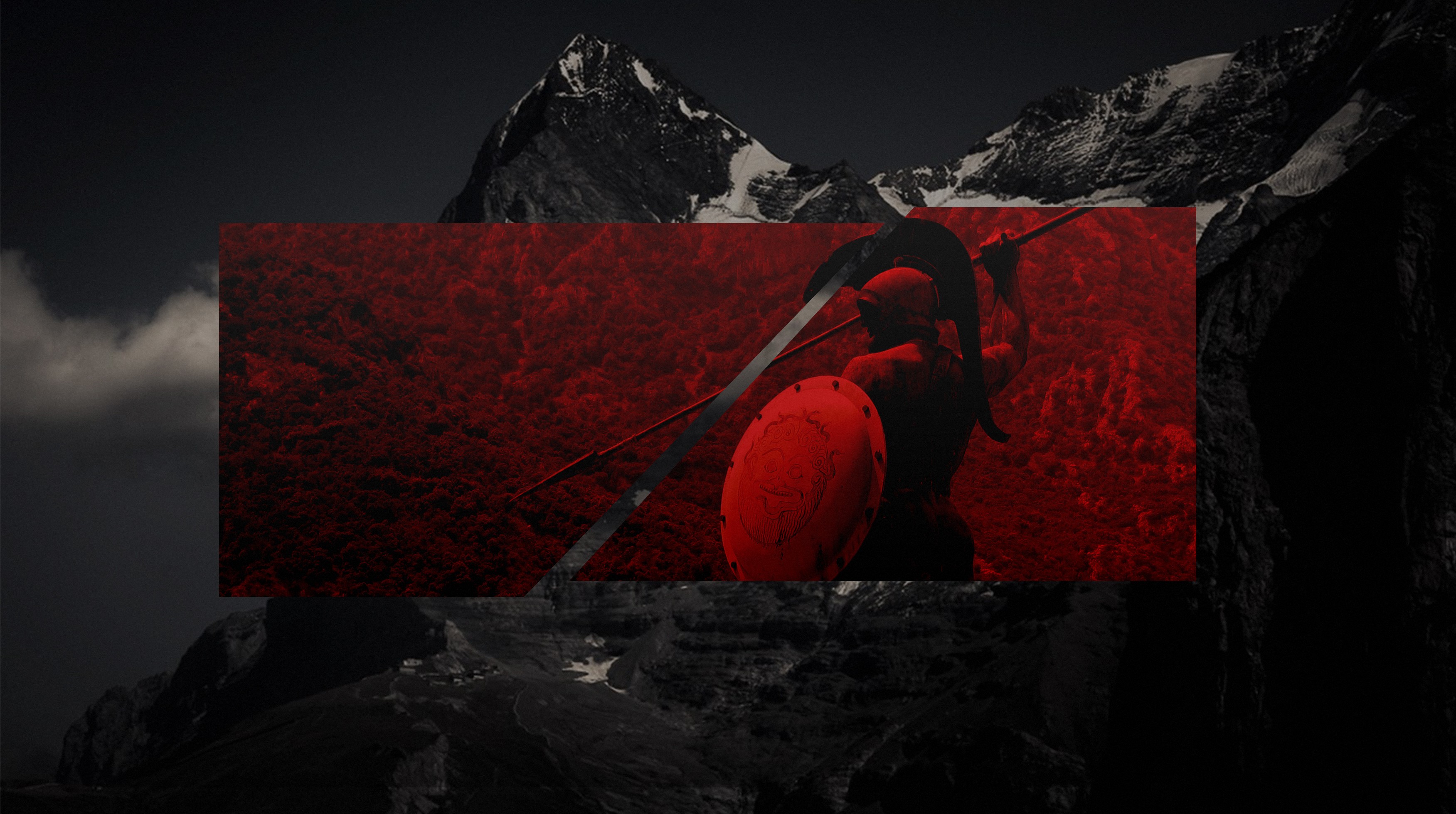 Warrior Mountains Red Gray Roman 3503x1960