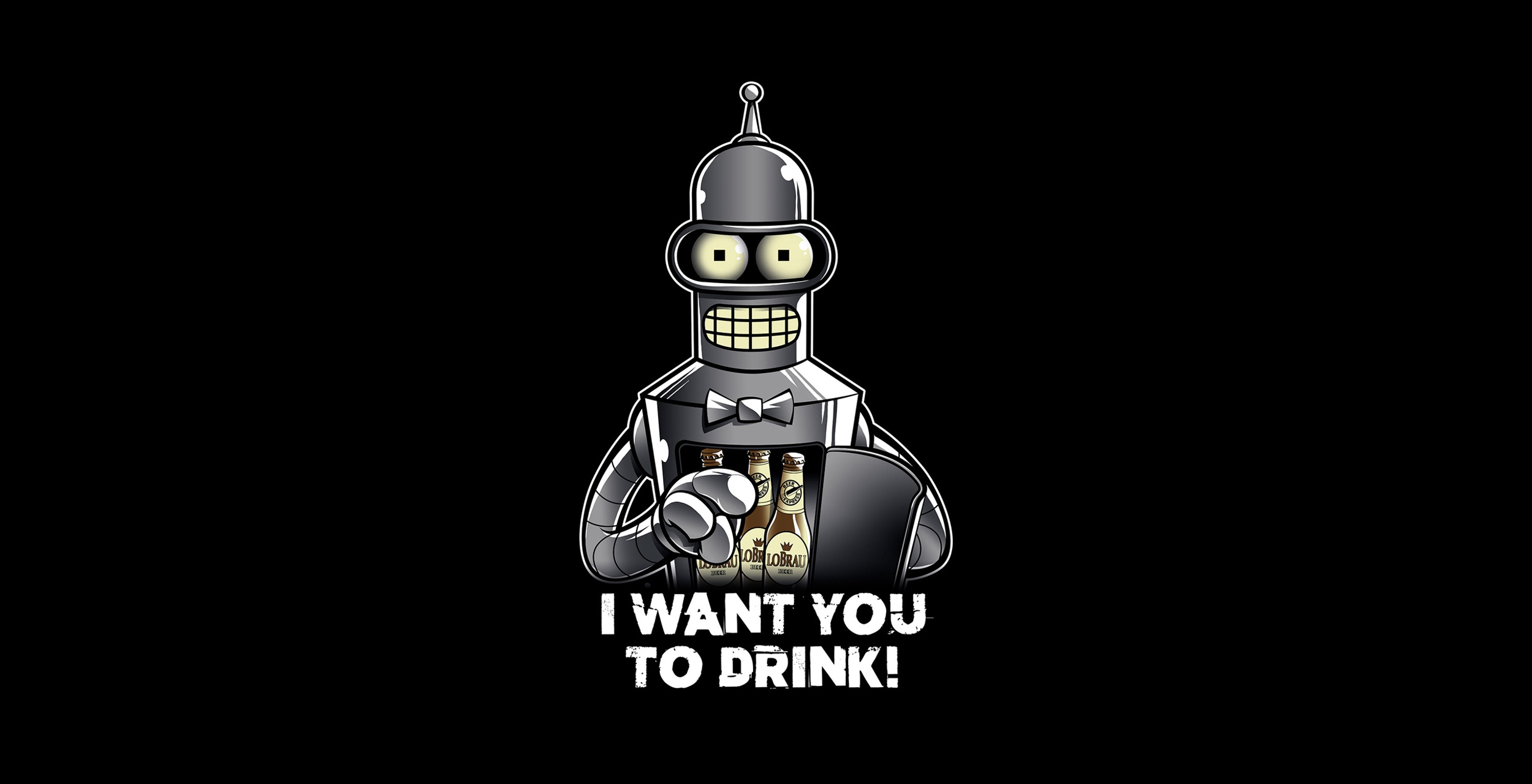 Cartoon Tv Series Bender Futurama Robot Bottles Alcohol Simple Background 2500x1280