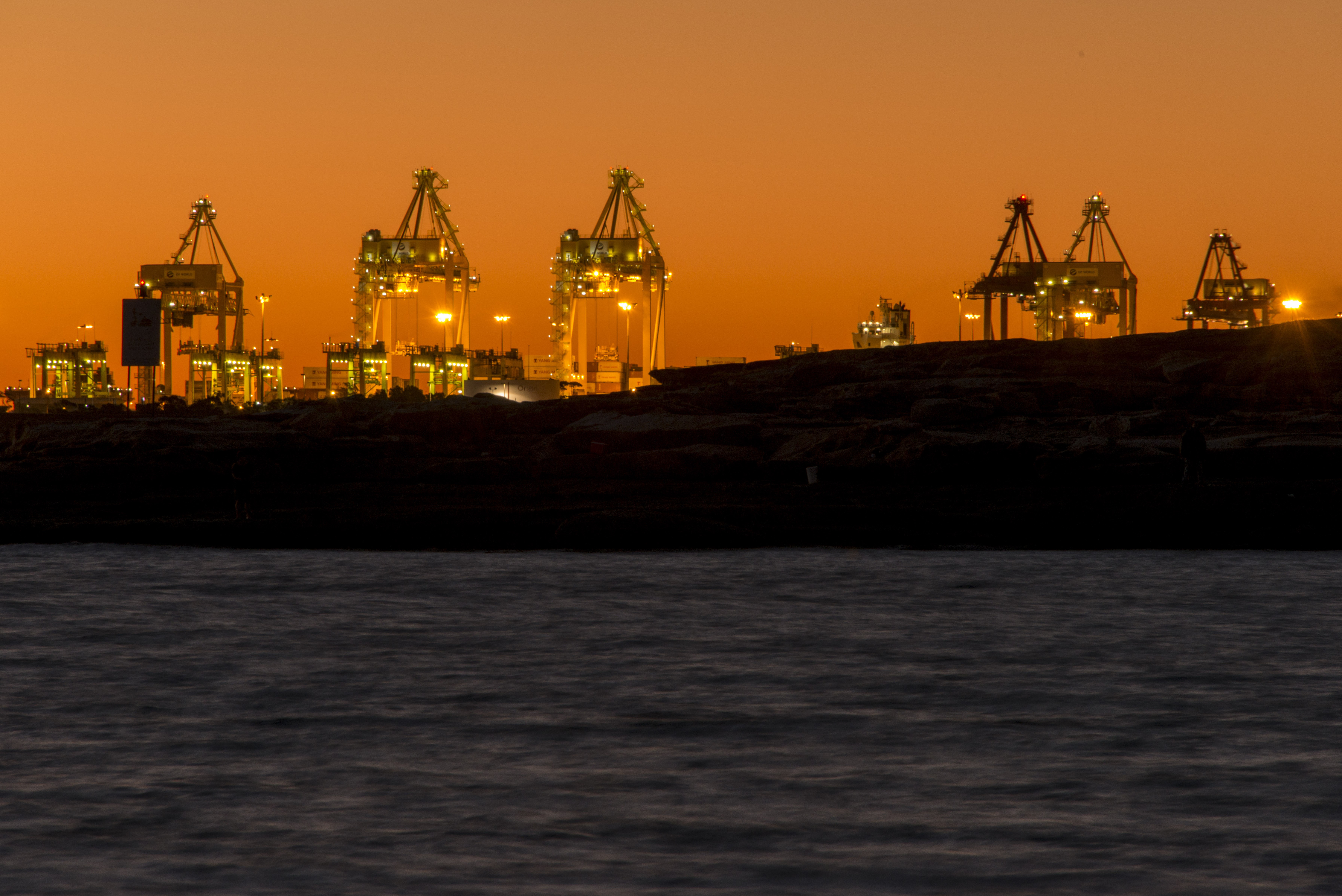 Ports Cranes Machine Dock Night Sea Containers 7173x4788