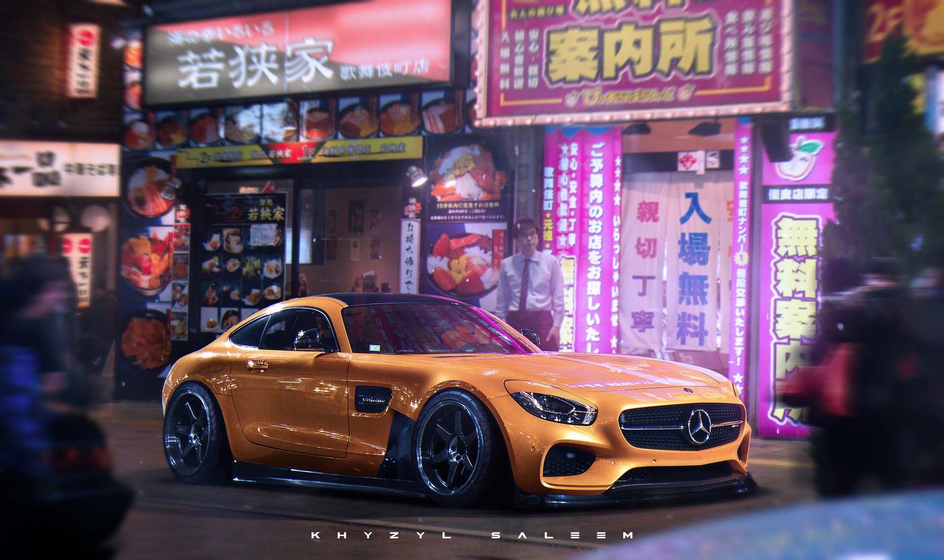Car Mercedes Benz AMG GT Mercedes AMG Render Artwork Tokyo Japan