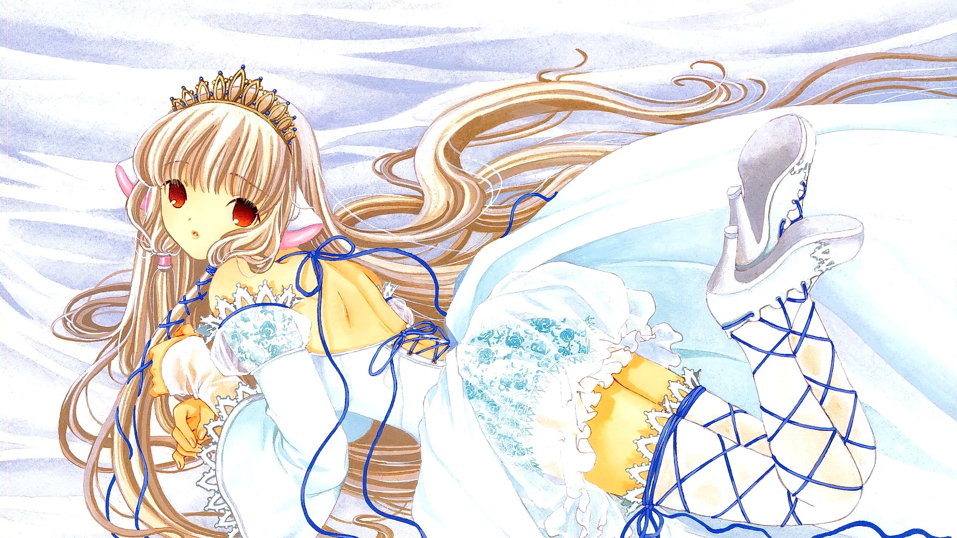 Anime Anime Girls Blonde Red Eyes Long Hair Open Mouth Looking At Viewer Chobits Chii 1920x1080