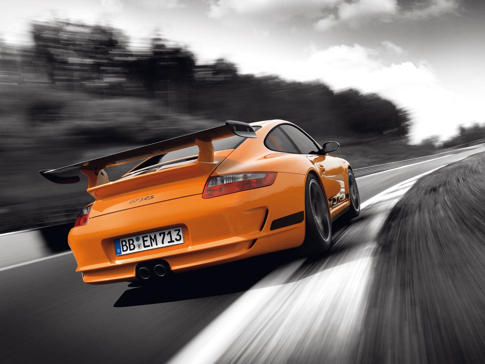 Vehicle Car Porsche Car Motion Blur Porsche Porsche GT3RS Orange Cars Selective Coloring Porsche Por 1600x1200