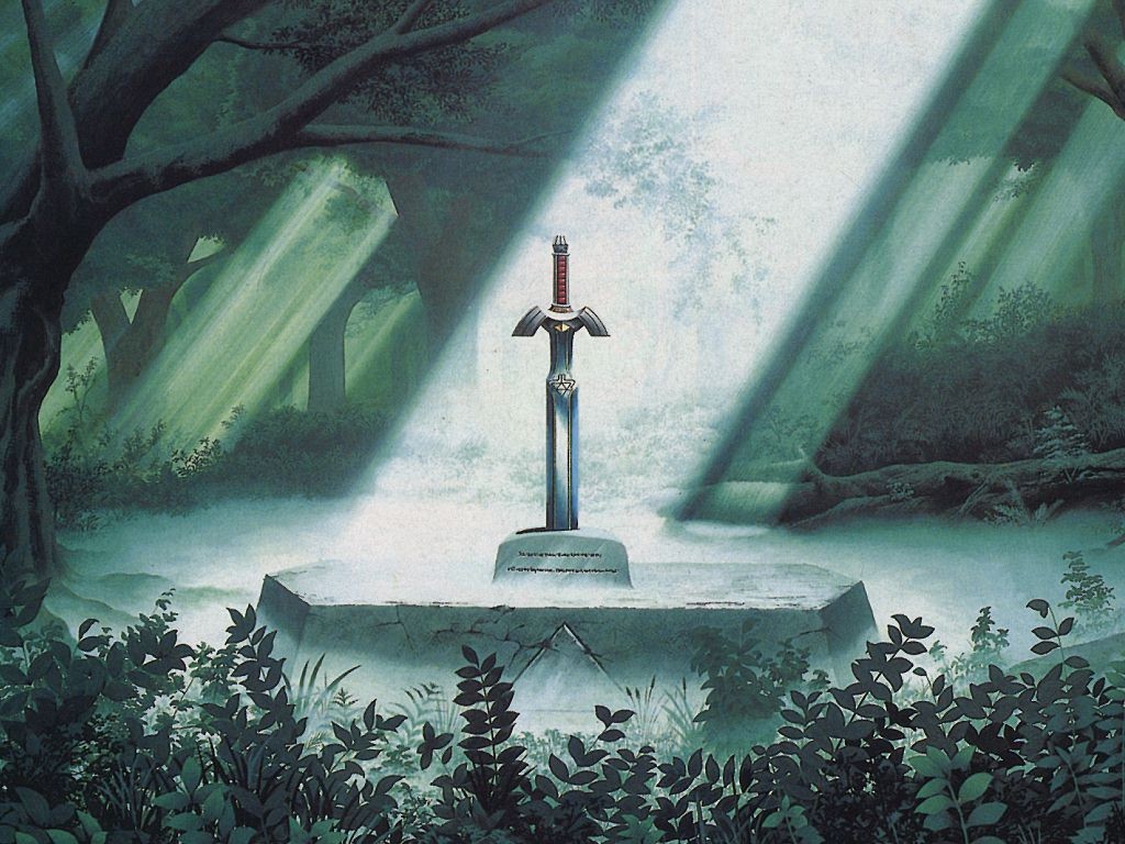 The Legend Of Zelda Sword Sunlight Forest The Legend Of Zelda Master Sword Sunbeams Green Shrubs 1024x768