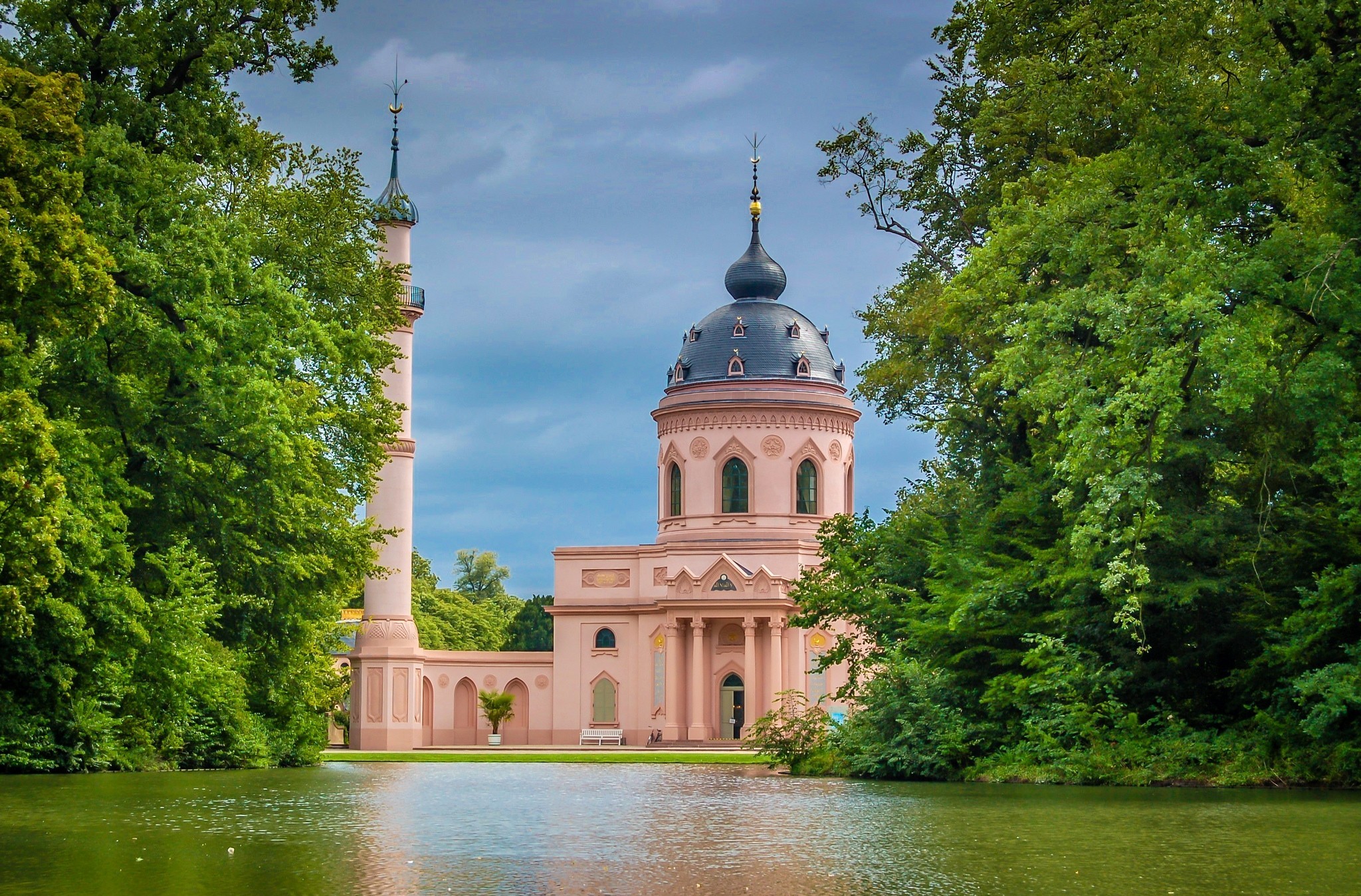 Mosque Lake Pink Mosque Schwetzingen Mosque Schwetzingen Baden Wurttemberg Germany Building Religiou 2048x1348