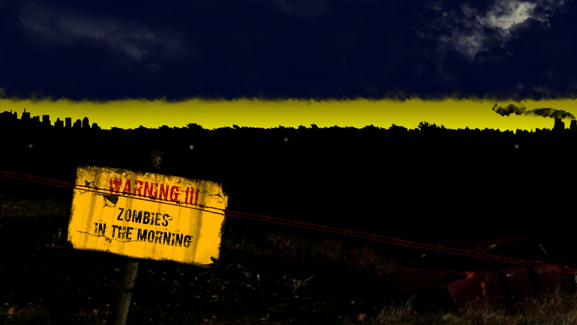 Zombies Morning Warning Signs Apocalyptic 1920x1080