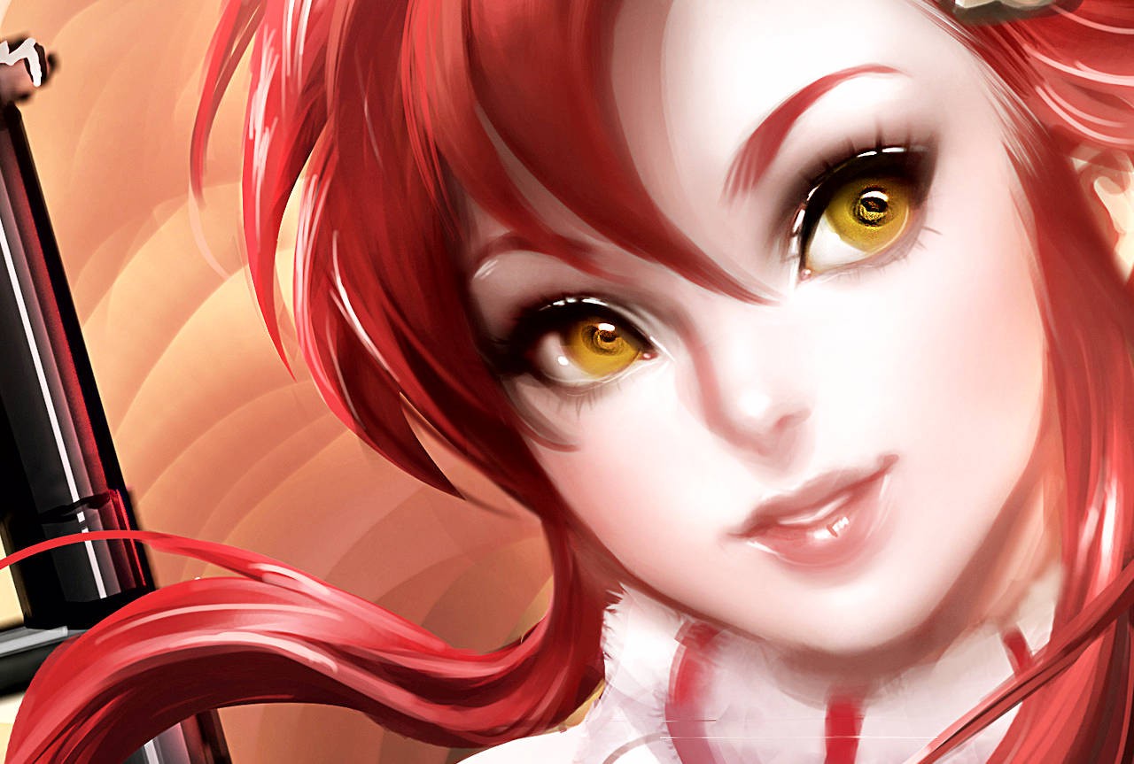 Anime Girls Digital Art Littner Yoko Tengen Toppa Gurren Lagann Face Redhead Yellow Eyes 1280x863