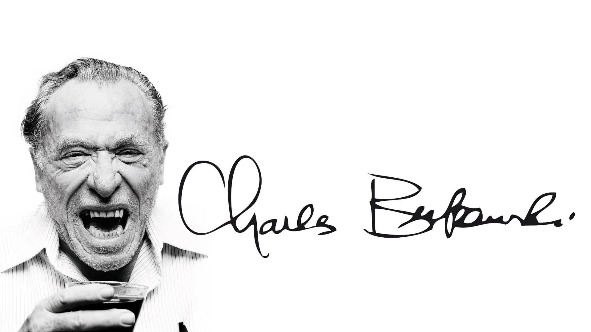 Men Face Portrait Minimalism Charles Bukowski Monochrome Signatures Writers Screaming Old People Whi 1920x1080