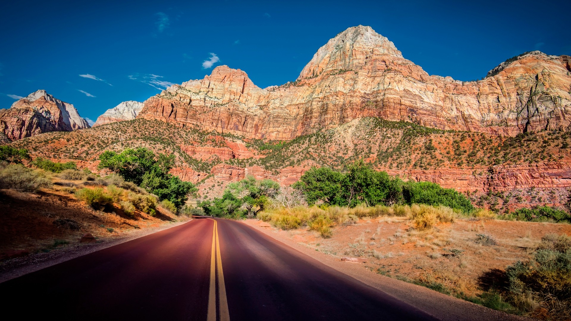 Road Zion National Park Nature Rock 1920x1080