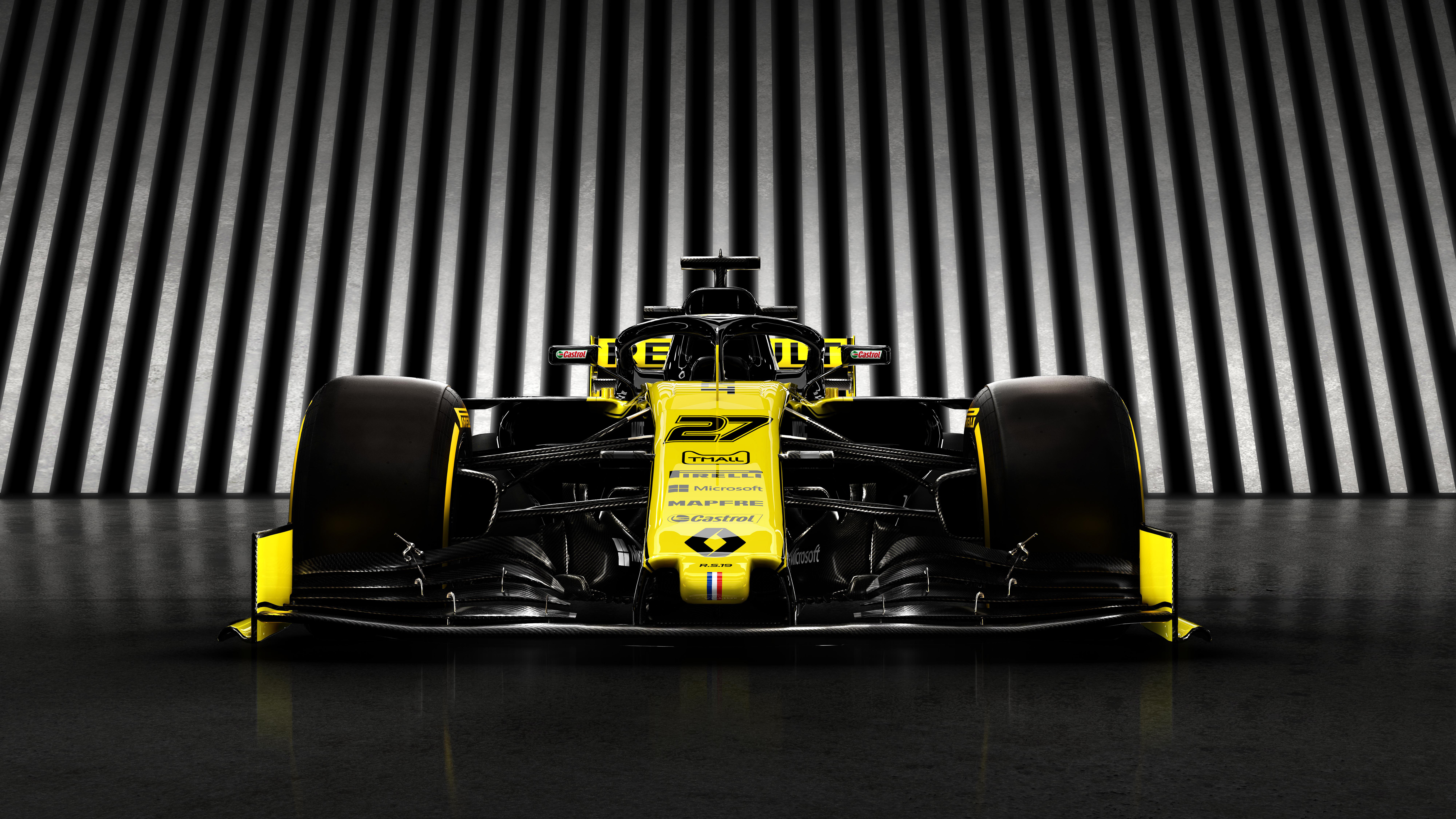 Renault R S 19 Formula 1 2019 Car Yellow Toro Rosso STR14 Daniel Ricciardo Formula Cars Frontal View 7680x4320
