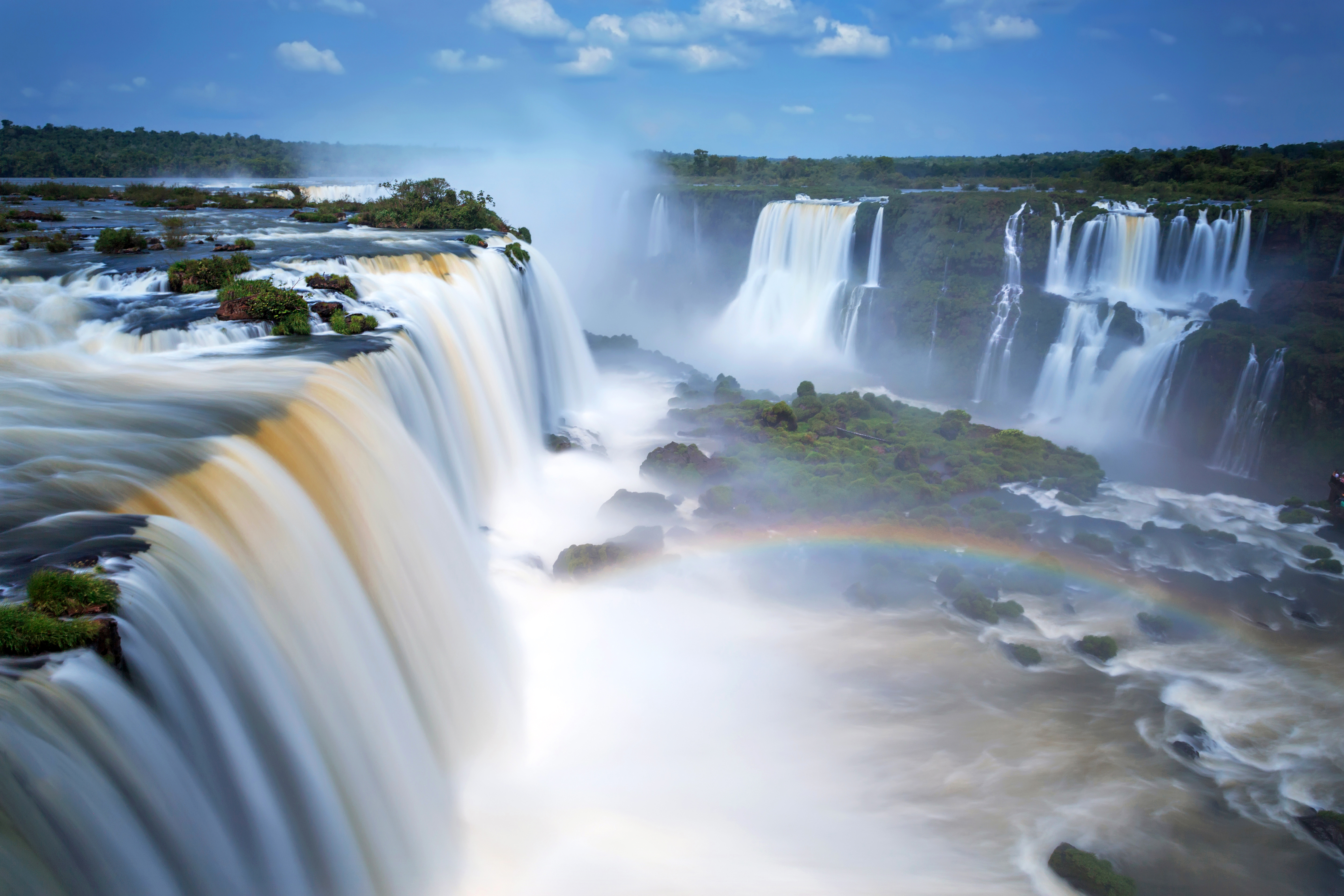 Argentina Iguazu Falls Waterfall Nature Rainbow 7200x4800