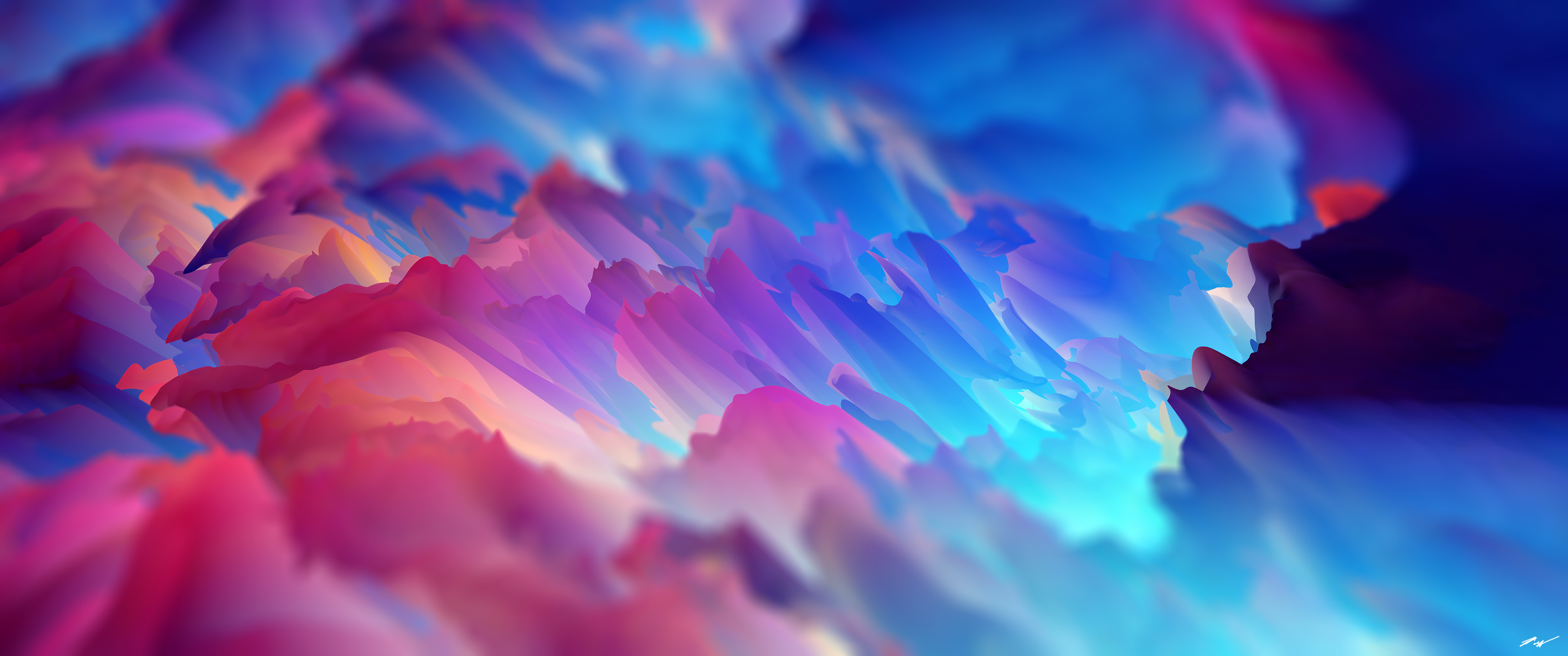Dreamscape Space Abstract 3D Abstract Cinema 4D Colorful Cyan Pink Ultrawide 3440x1440