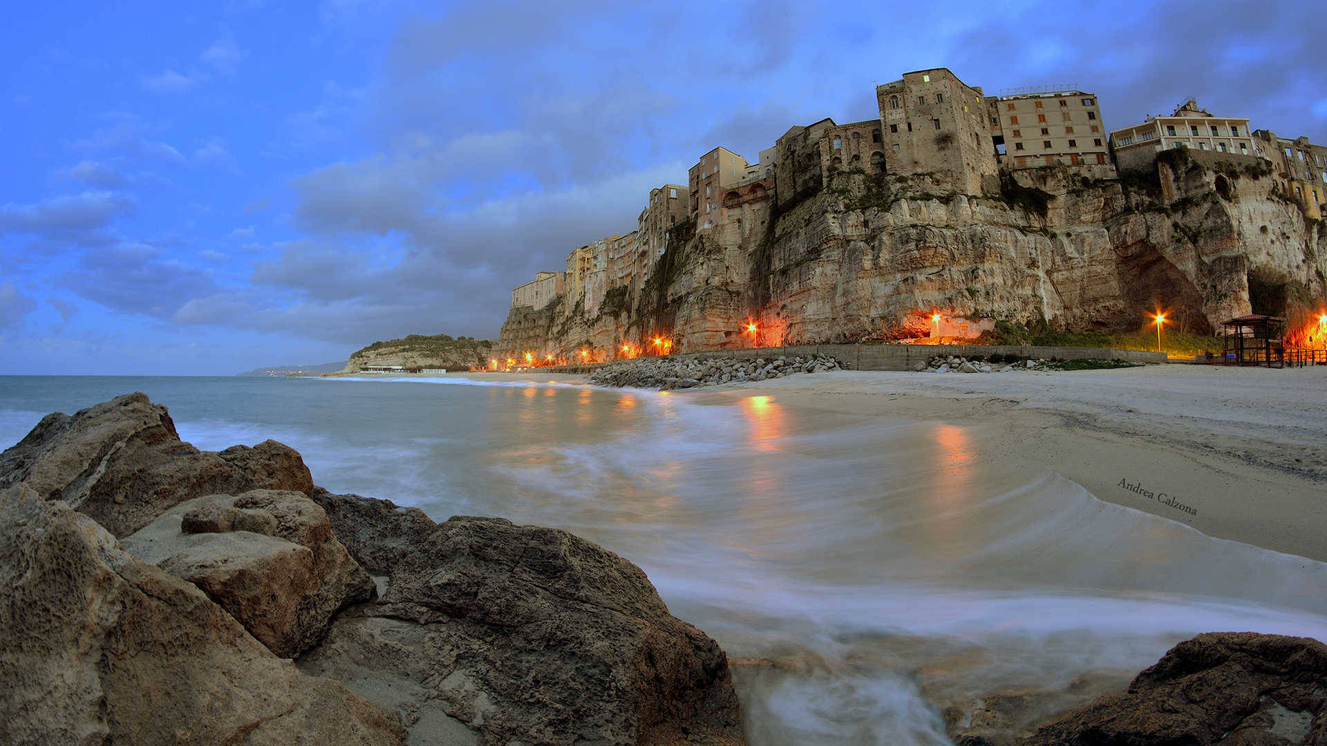 Tropea Calabria Italy Lights Cliff Nature 1920x1080