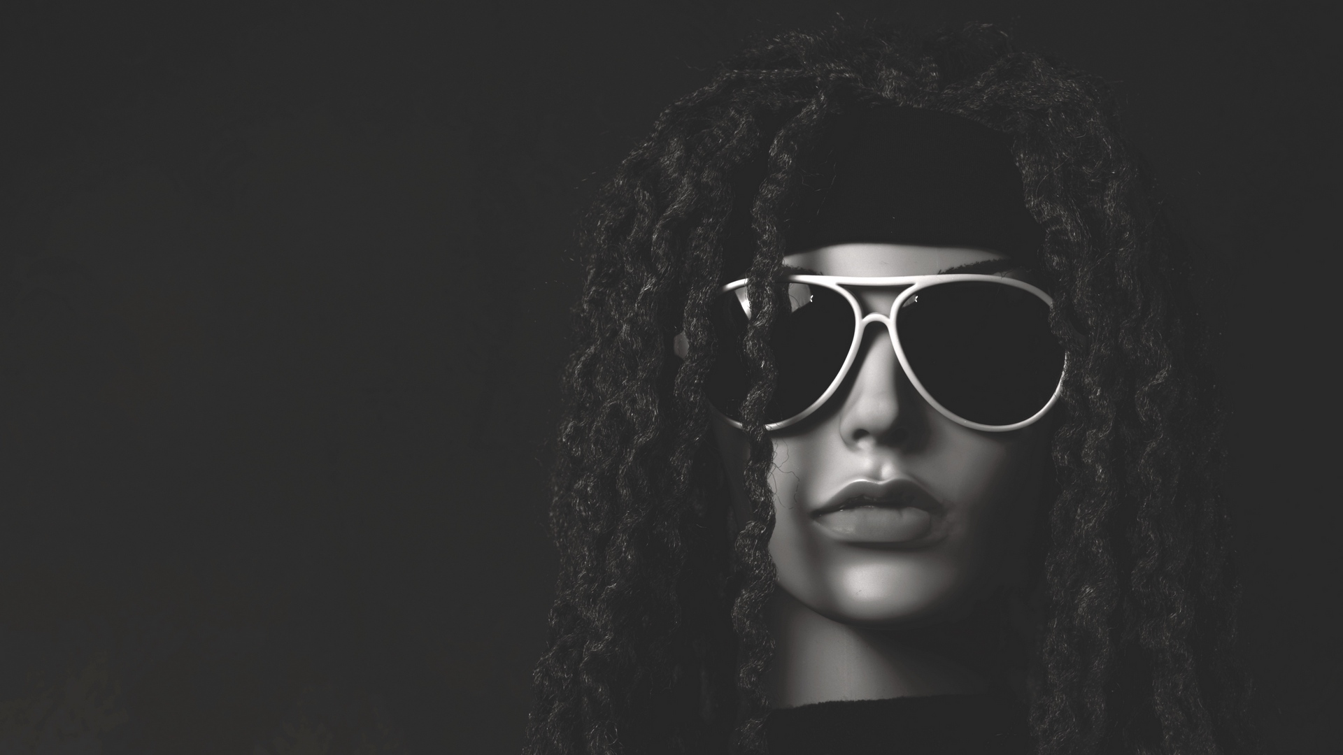 Mannequin Glasses Sunglasses Dreadlocks Monochrome Women 1920x1080