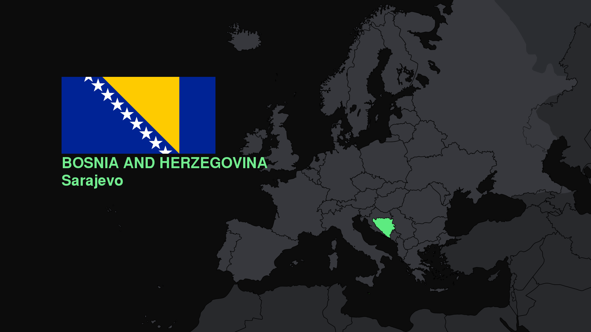 Bosnia And Herzegovina Europe Flag Map 1920x1080
